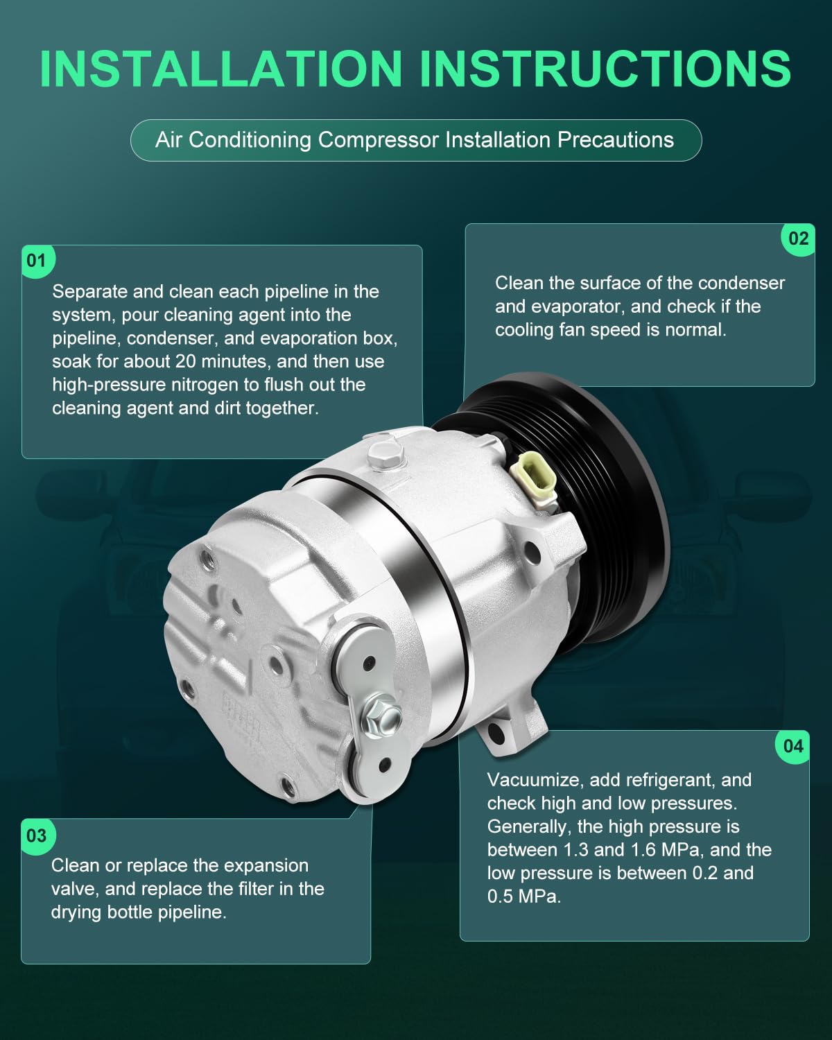 SCITOO AC Compressor with Clutch Compatible for 2004-2007 Chevrolet Optra - Replacement for Car Air Conditioning System, Perfect for Summer Cooling & Auto Repair