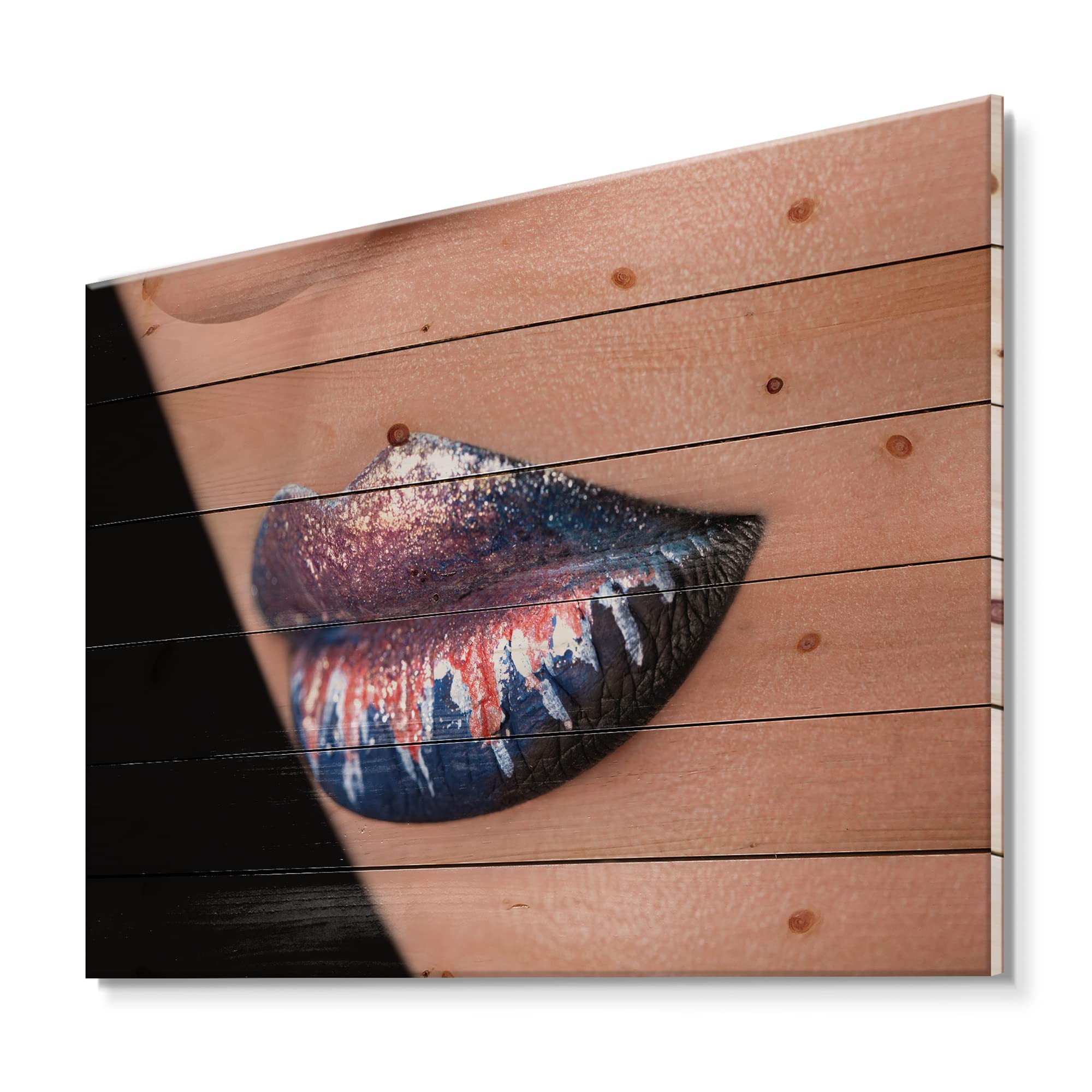 Modern Blue Wood Wall Art - Printed Pine Decor for Living Room & Bedroom
