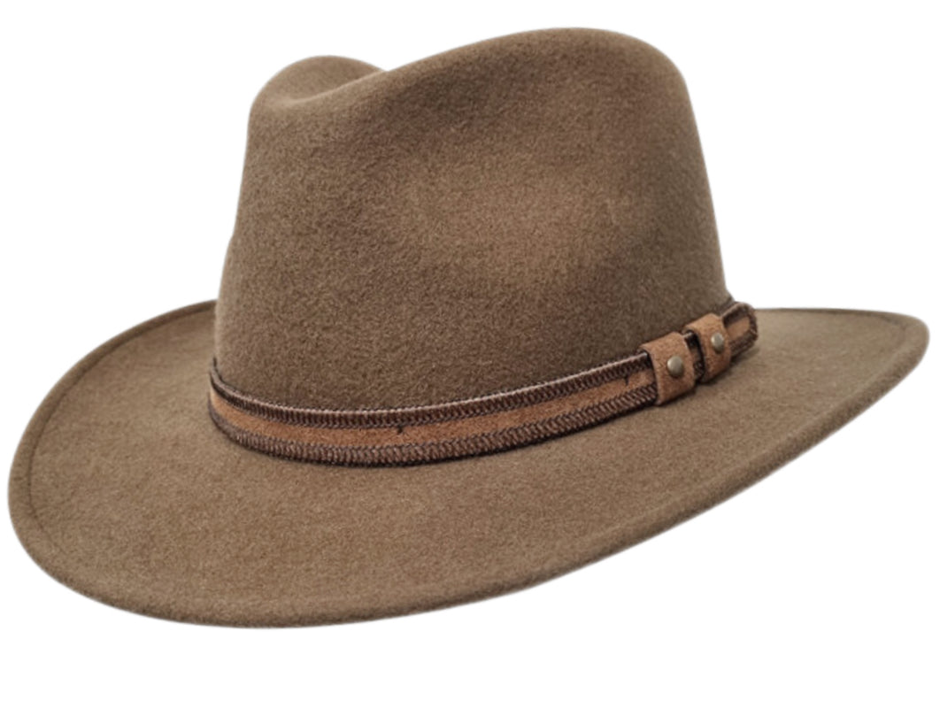 Stanton Crushable Outback Style Hat in Tan - Lightweight & Packable for Travel, Hiking, and Outdoor Adventures