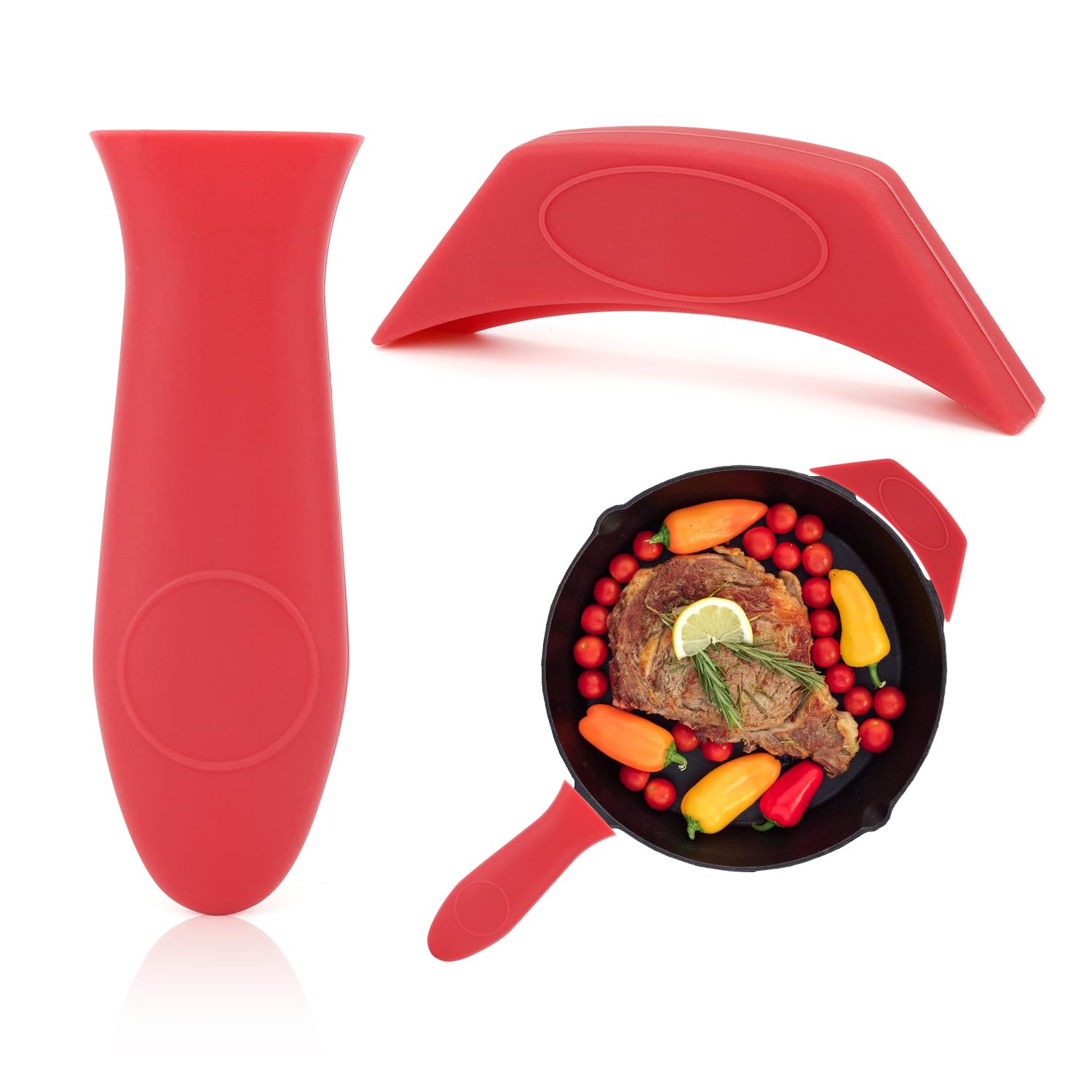 Heat Resistant Silicone Pot Handle Covers (2-Pack) - Cast Iron Skillet Handle Protectors for Frying Pans, Griddles & Cookware - Perfect for Stovetop Cooking, Grilling & Kitchen Safety