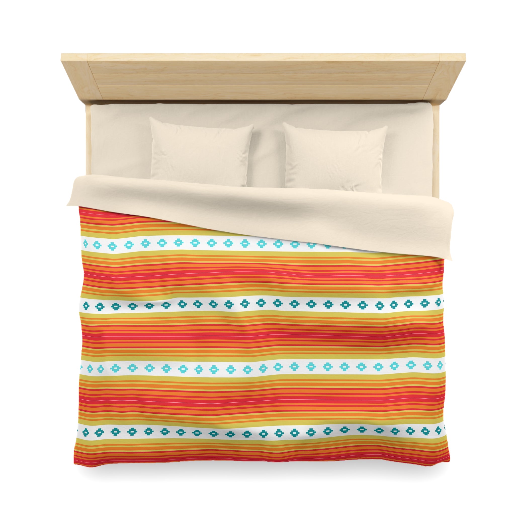 Southwestern Boho Bedroom Bedding Set - Soft Microfiber Duvet Cover with Piping - Queen, King, Full & Twin Sizes - Perfect for Guest Rooms & Vacation Homes