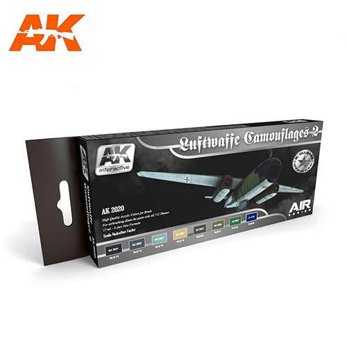 AK Interactive AK2020 Air Series Luftwaffe Camouflages Vol.2 - 6 Acrylic Paint Set for WWII German Aircraft Models | Scale Model Painting Kit for Hobbyists & Collectors | Perfect for Airbrushing & Historical Dioramas