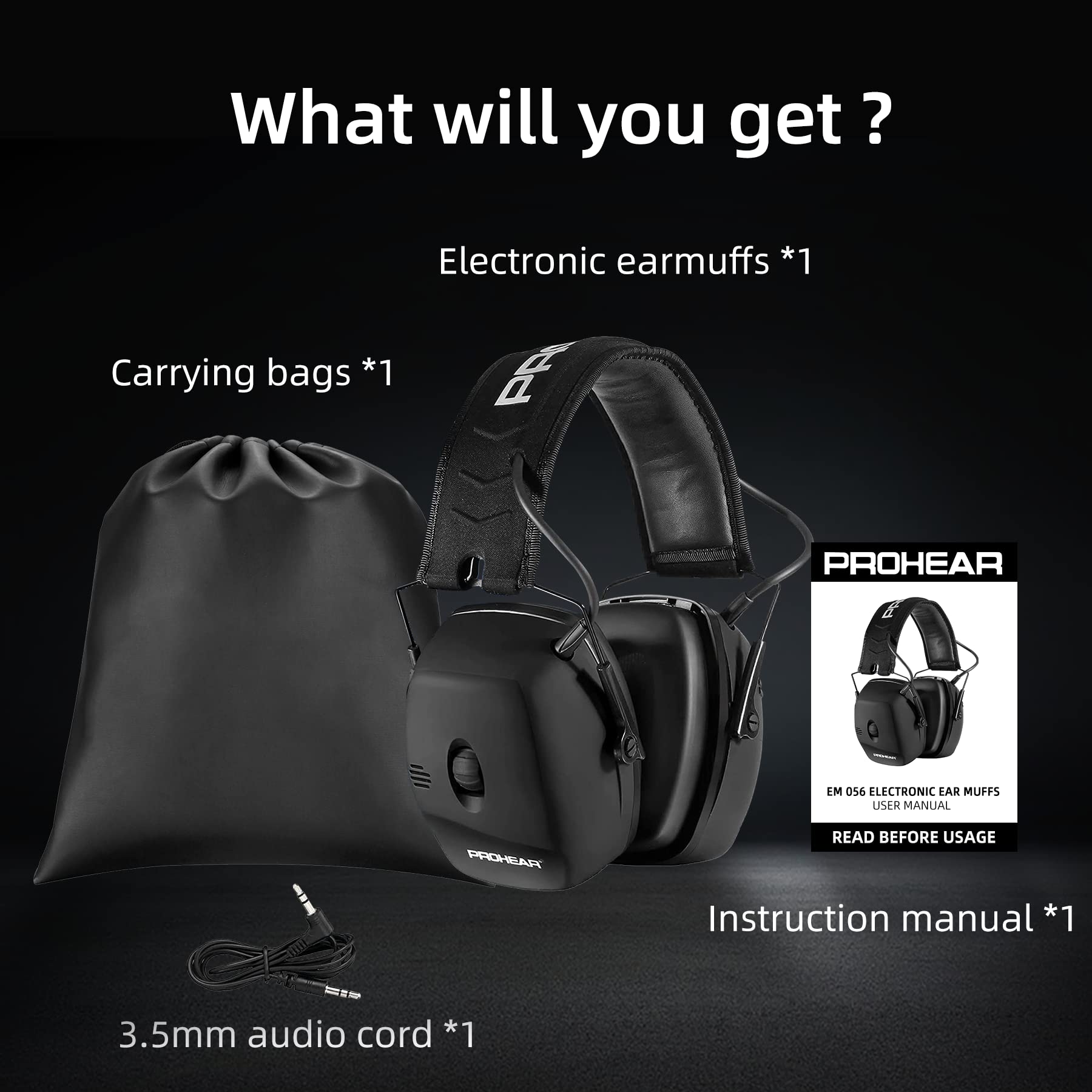 PROHEAR Electronic Shooting Ear Protection Muffs - NRR 30dB Noise Reduction for Gun Range & Hunting - Sound Amplification Earmuffs for Shooting Sports, Hunting Gear, and Outdoor Activities