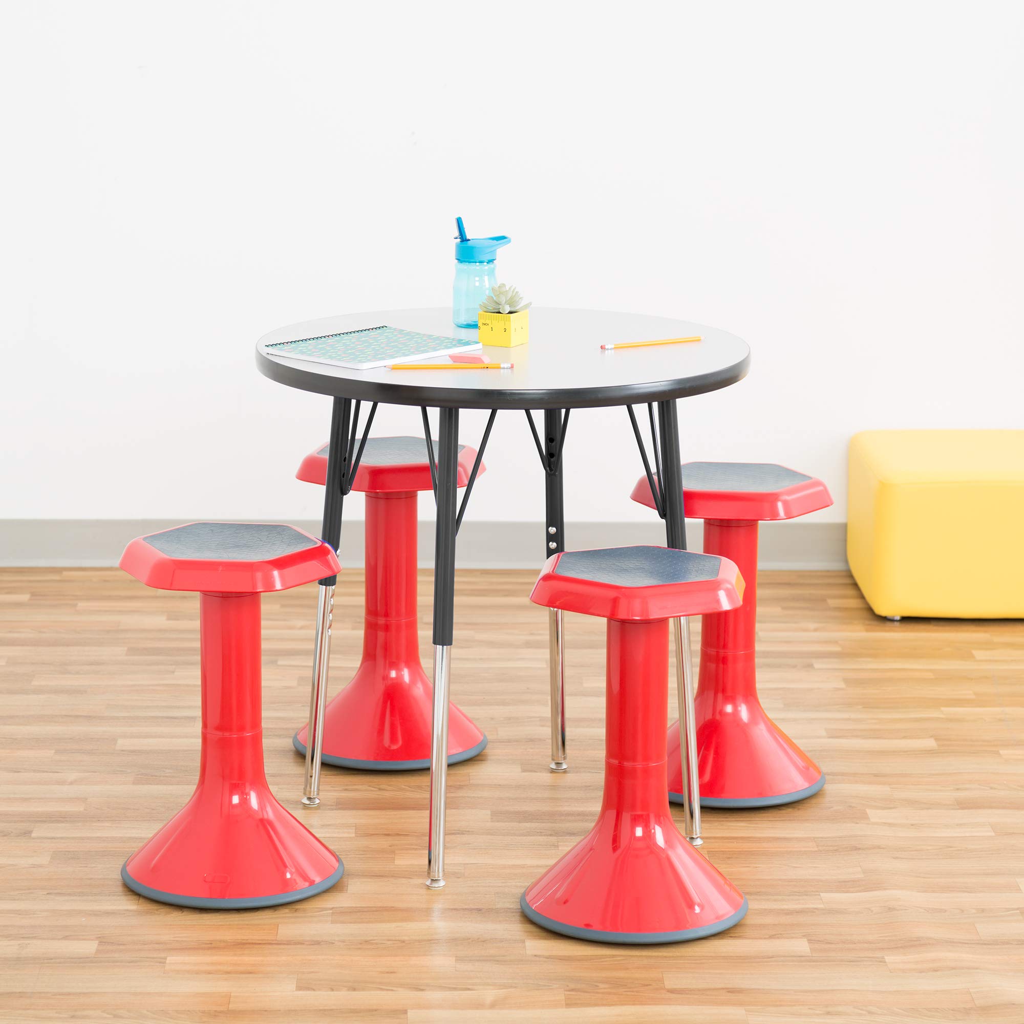 Norwood Adjustable Height Round Activity Table 30x30 Inches - Kids & Adults Classroom Table for School, Home, Office - Durable Gray Study Desk for Reading, Arts & Crafts, Group Projects