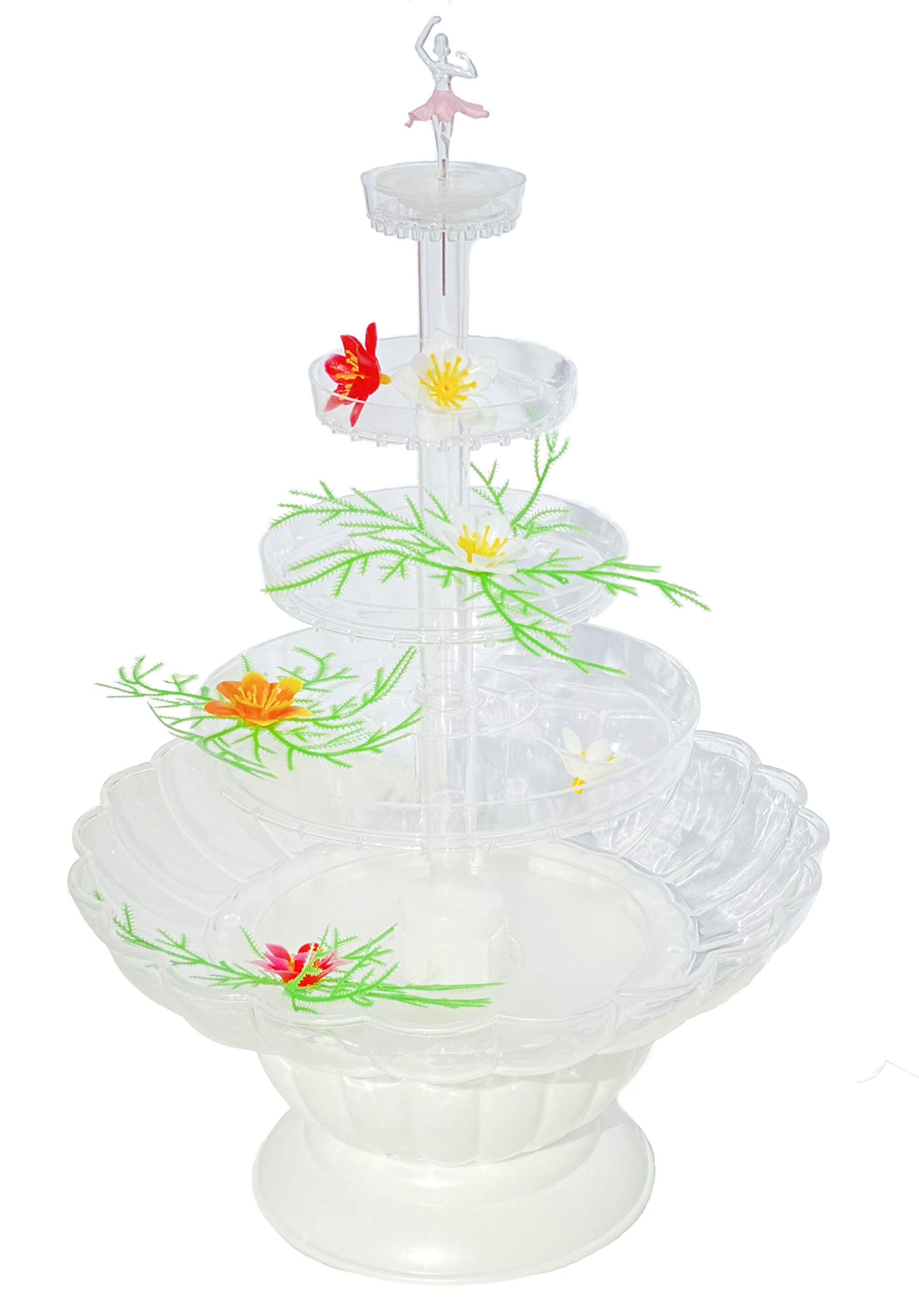 18 Inch Clear Plastic LED Water Fountain - Elegant Wedding Decoration & Cake Table Centerpiece for Indoor/Outdoor Events