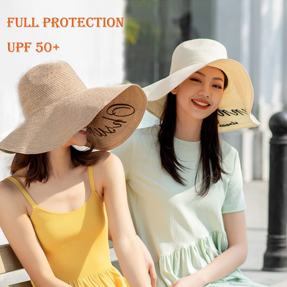 Women's Wide Brim Straw Hat - UPF 300+ Foldable Floppy Sun Hat for Summer Beach, Travel & Outdoor Activities | Roll-Up Packable Design for Easy Storage