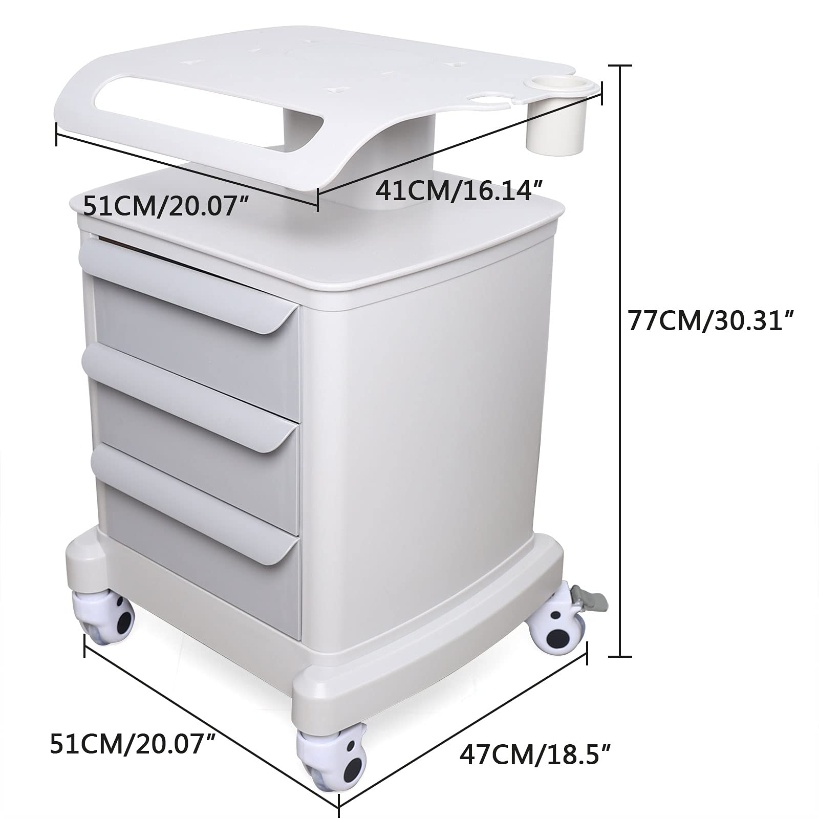 3-Tier Salon Trolley Stand with Wheels - Professional Beauty Hair Salon & Tattoo Rolling Cart Instrument Tray Holder | Perfect for Salon Organization, Mobile Workstations & Tattoo Parlor Setup