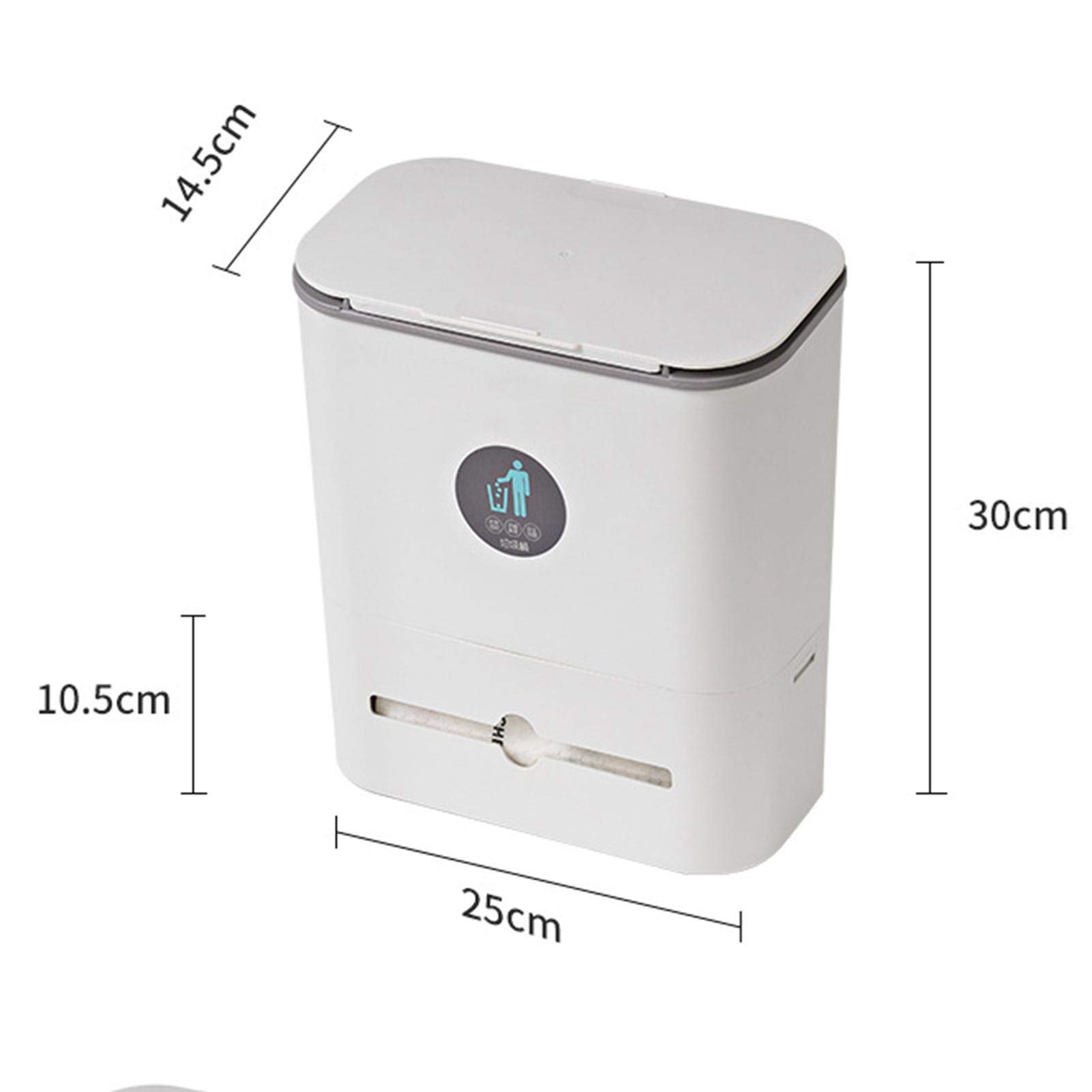 10L Hanging Trash Can with Lid - Space Saving Kitchen Cabinet Garbage Bin for Bedroom, Bathroom & Diaper Disposal - Grey (Perfect for Small Spaces & Under Sink Organization)