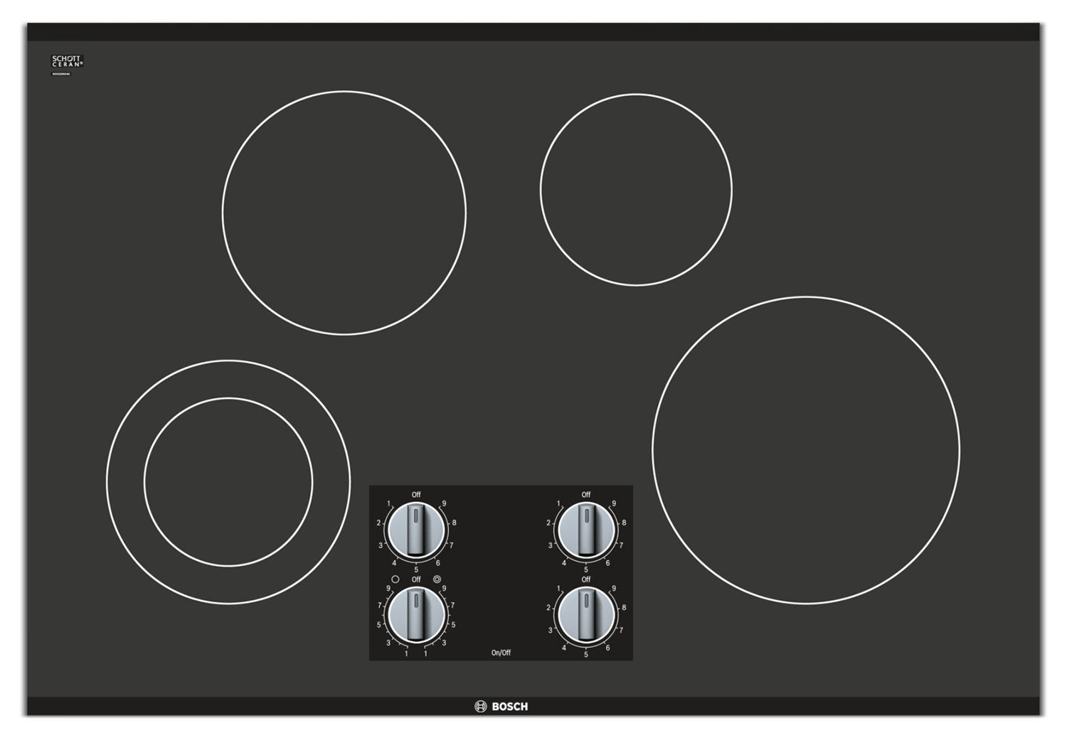 Bosch NEM5066UC 30-Inch Black Electric Cooktop - 4 Burners, Smooth Glass Surface, Easy Clean, Perfect for Modern Kitchens & Home Cooking