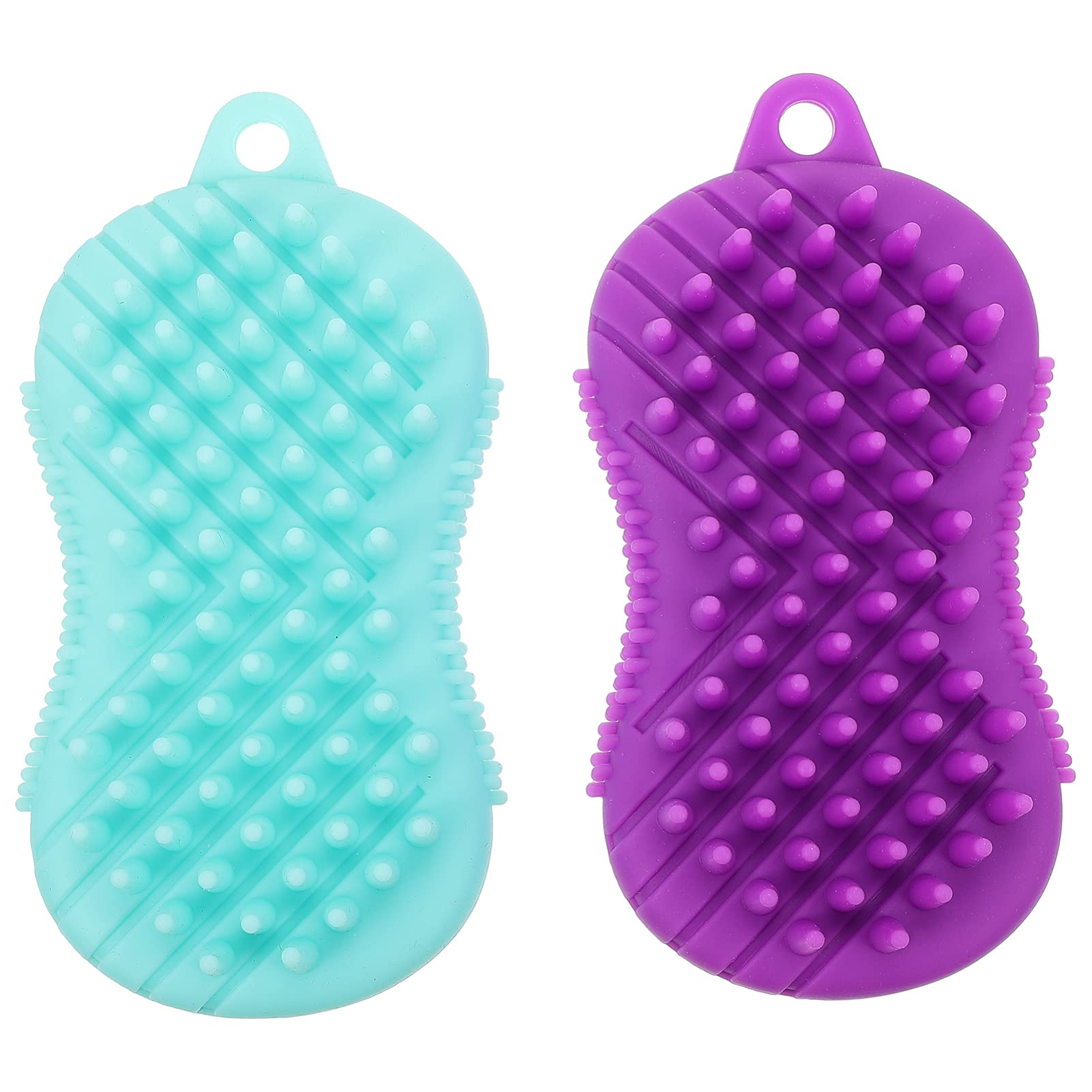 Lurrose 2 Pack Soft Silicone Body Brush & Exfoliating Glove - Gentle Skin Scrubber for Shower, Bath & SPA Massage - Purple Body Wash Gloves for Women & Men - Perfect for Dry Skin Care & Deep Cleansing