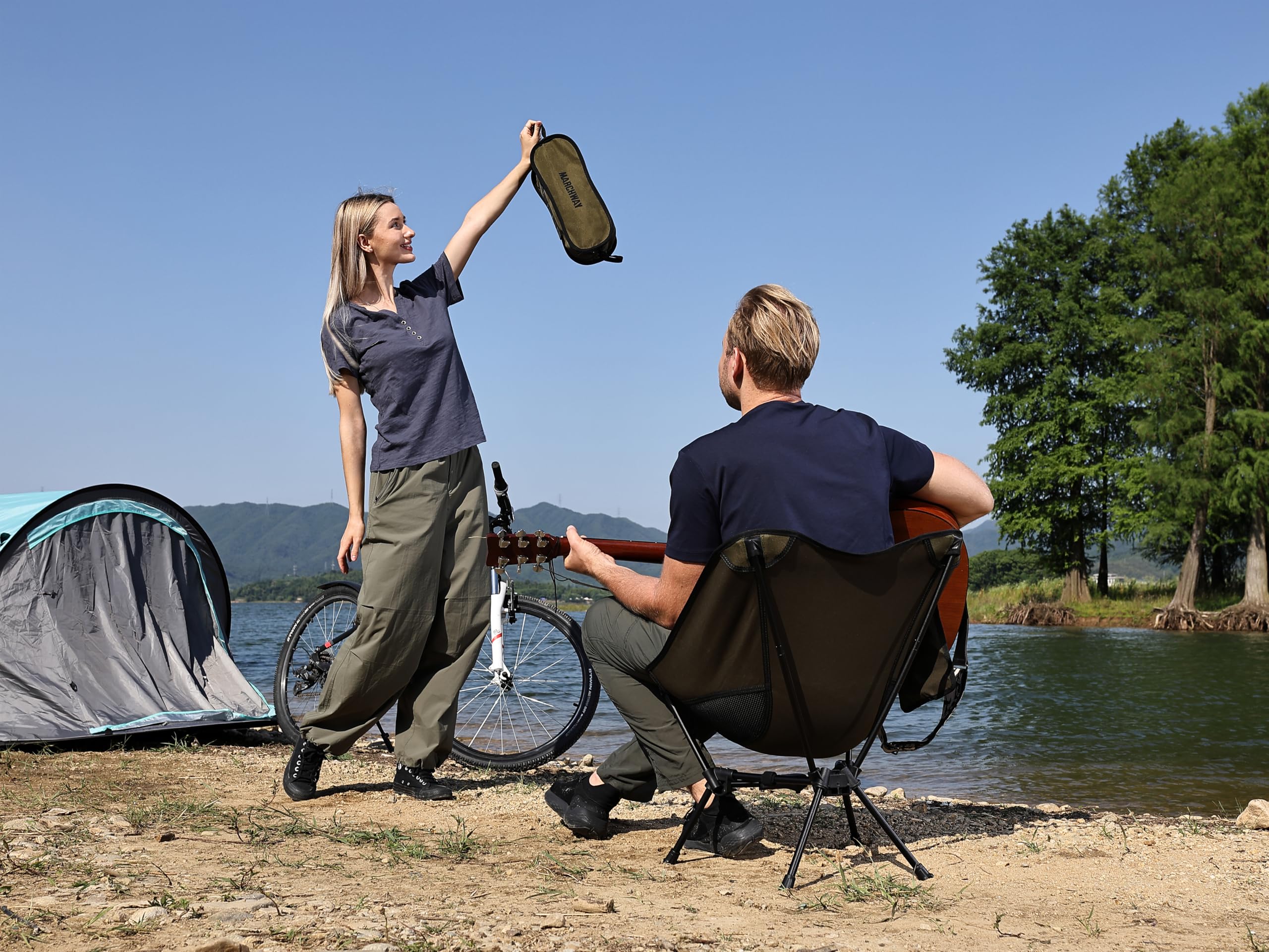 Lightweight Folding Camping Chair with Spring Lock - Compact & Stable Portable Outdoor Chair for Camping, Travel, Beach, Picnic, Festival, Hiking - Perfect for Backpacking & Outdoor Adventures (Low Back Green)