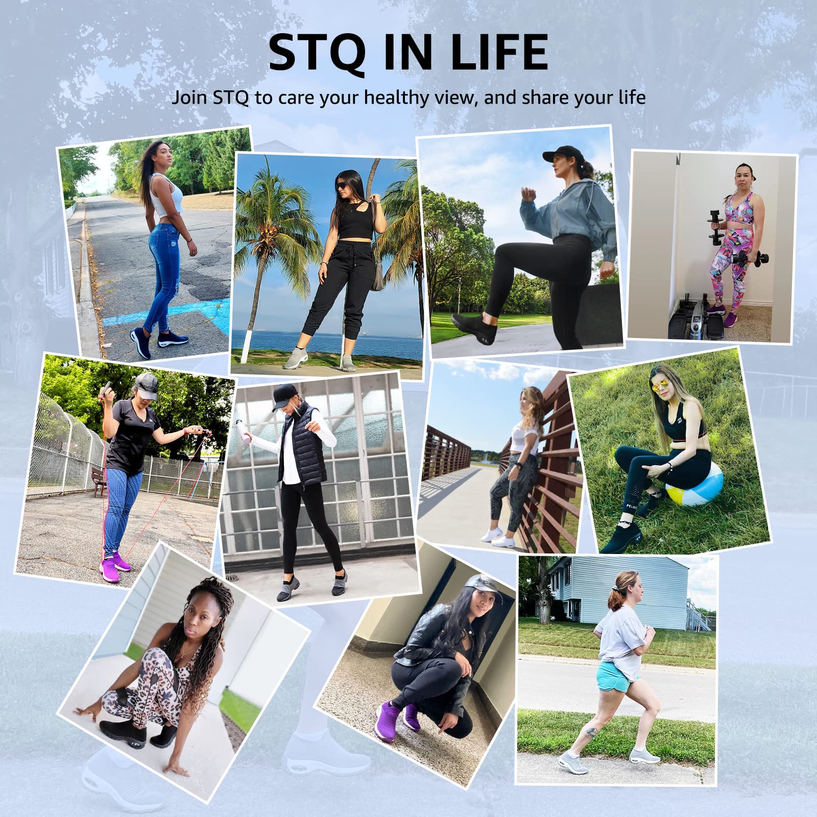 STQ Women's Slip-On Walking Shoes - Breathable Non-Slip Work Sneakers with Air Cushion & Arch Support - Comfortable Orthopedic Shoes for Nurses, Waitresses & All-Day Wear
