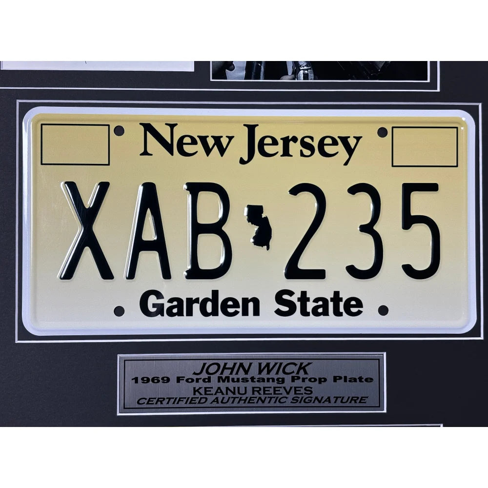 Keanu Reeves Autographed John Wick Movie Car License Plate - Framed with JSA COA - Perfect for Movie Memorabilia Collectors & Home Theater Decor
