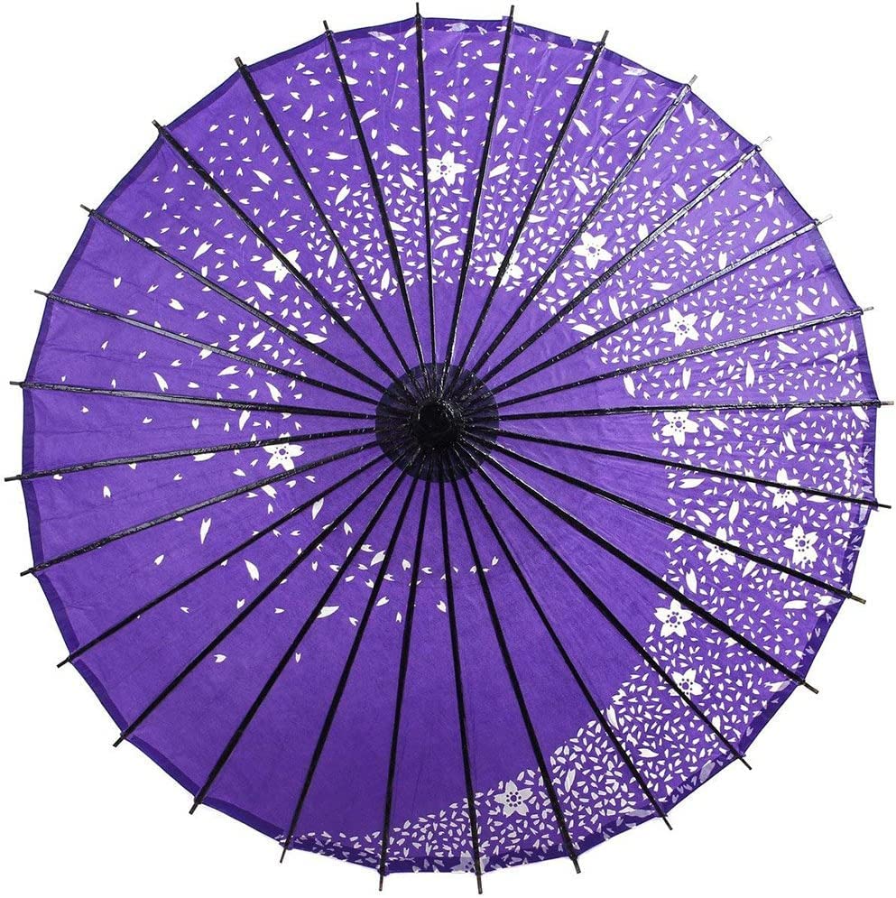 Titosoy Japanese Import Kagura Gintama Cosplay Umbrella - Purple Blossom Bangasa Paper Cherry Tree Design for Anime Conventions & Themed Events