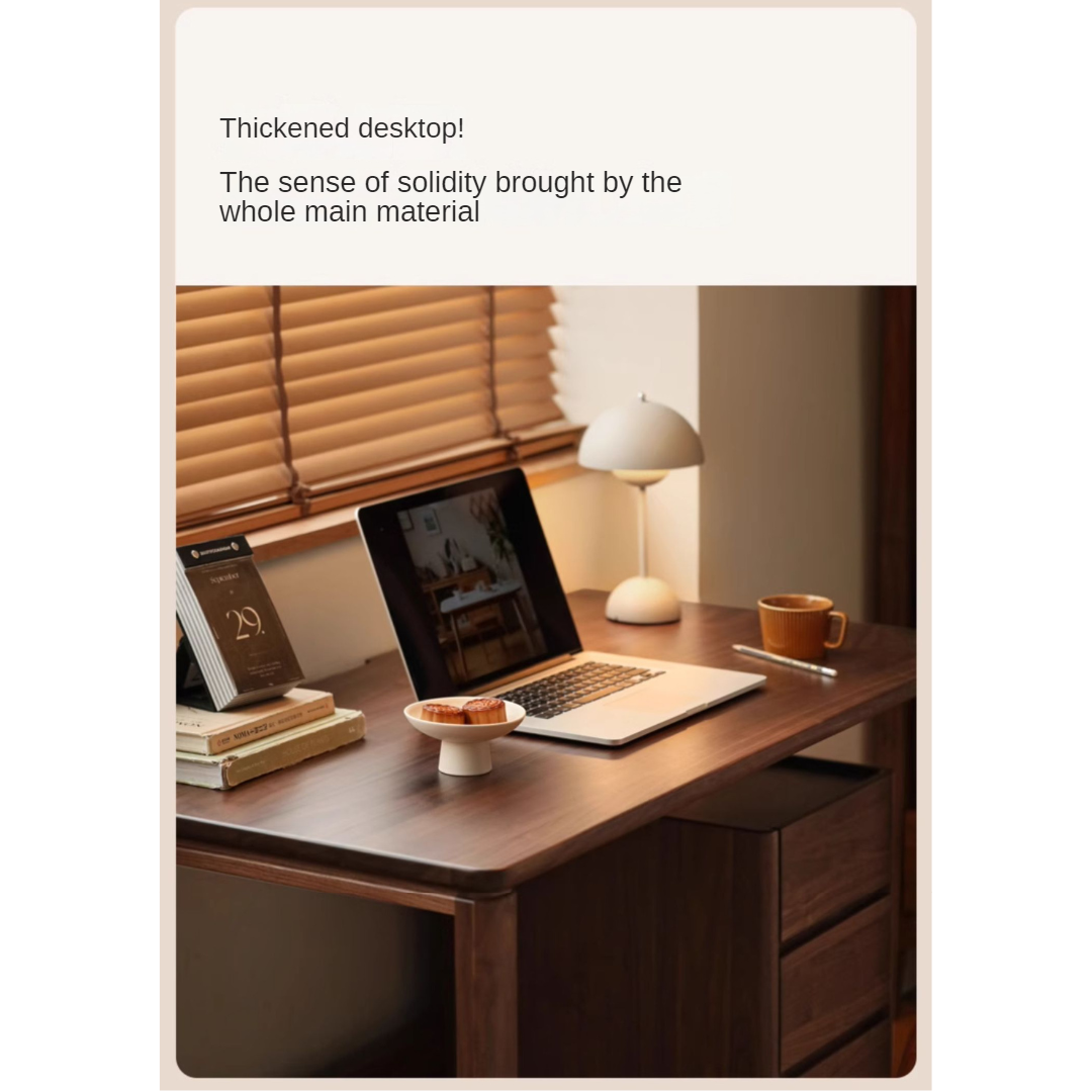 Premium Black Walnut & Ash Solid Wood Study Desk - Handcrafted Writing Table for Home Office, Library, or Dorm Room - Ergonomic Design for Work & Study