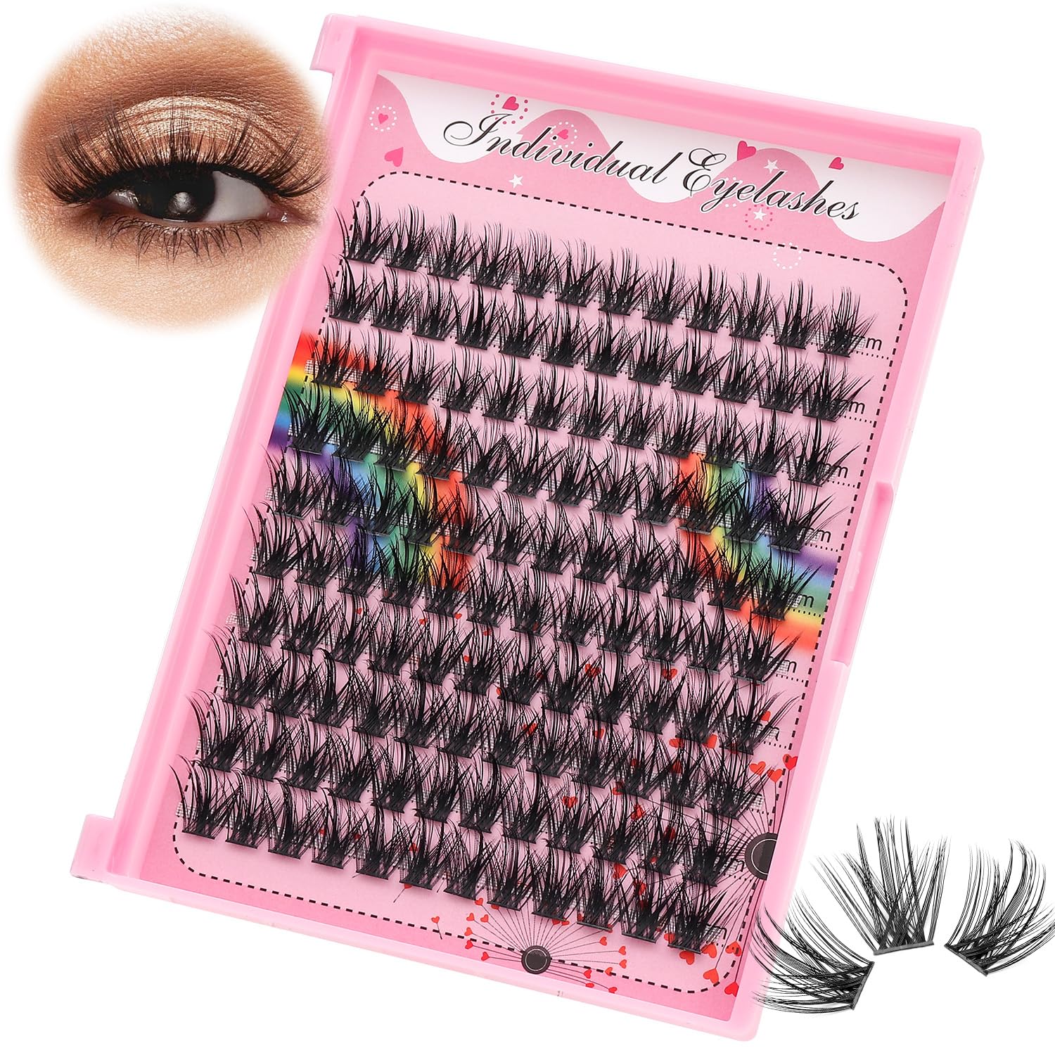 Premium Eyelash Extension Kit - 8-20mm Mixed Lengths (10+12mm, 12+14mm, 14+16mm, 16+18mm) Wispy Lash Clusters for Natural & Dramatic Looks - Perfect for Salon Professionals & DIY Lash Enthusiasts