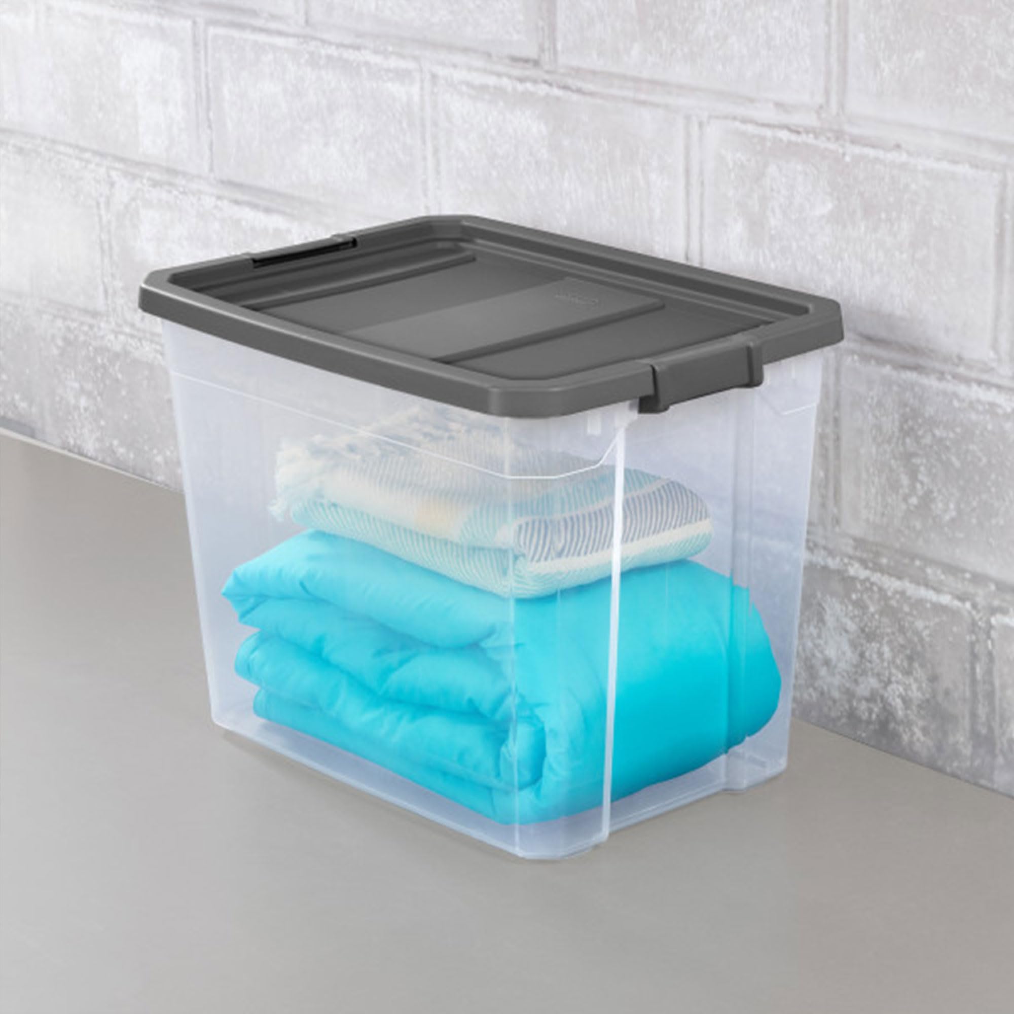 Sterilite 16-Pack Modular Stacker Box - Clear Plastic Storage Bins with Secure Latching Lids (108 Quart) - Durable Organizer for Home, Office & Garage Storage Solutions