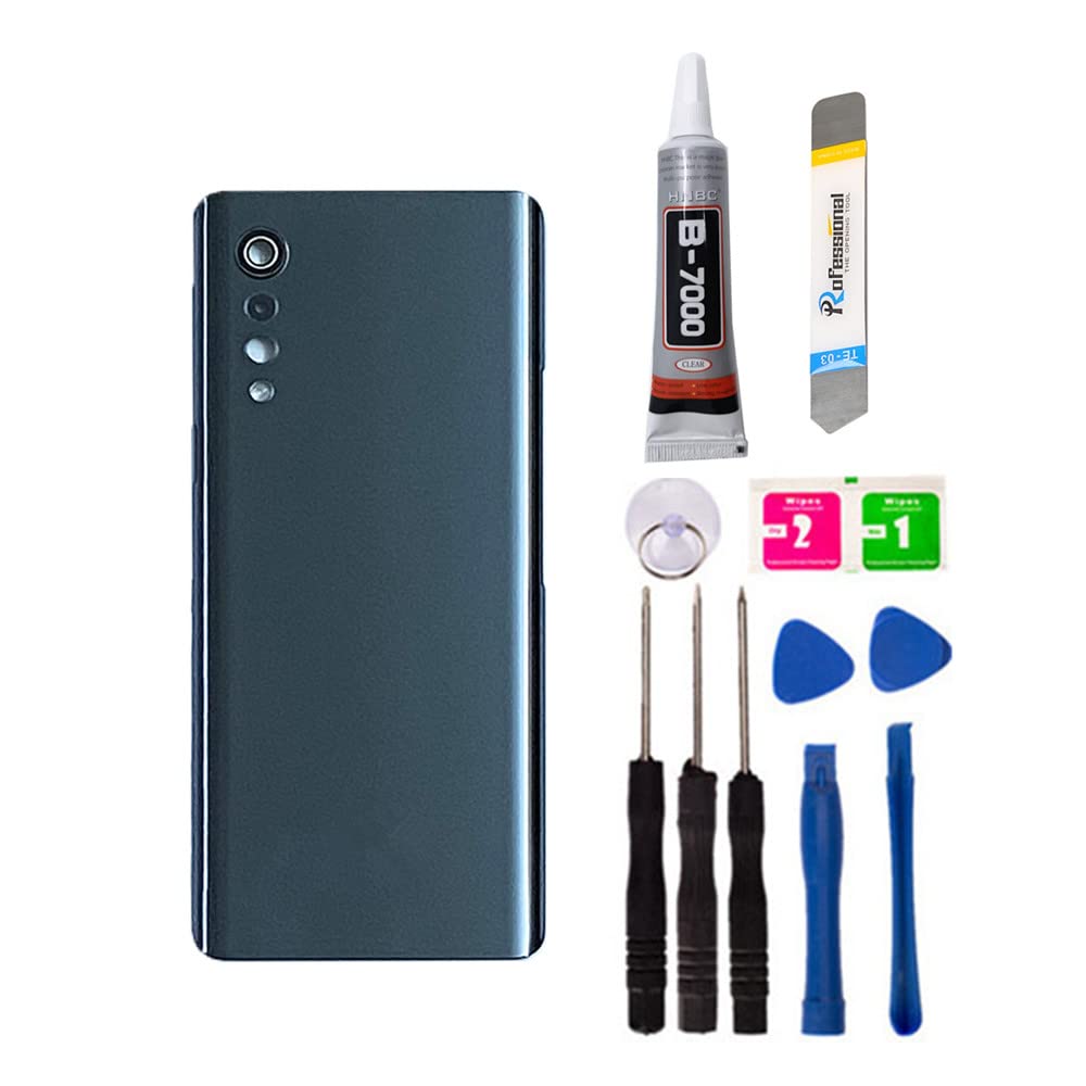 LG Velvet 5G G900 Replacement Back Glass Cover with Camera Lens - Includes Adhesive Tape & Repair Tools - Durable Battery Door Replacement for LG Velvet 5G (Black) - Perfect for DIY Phone Repair & Screen Replacement Projects