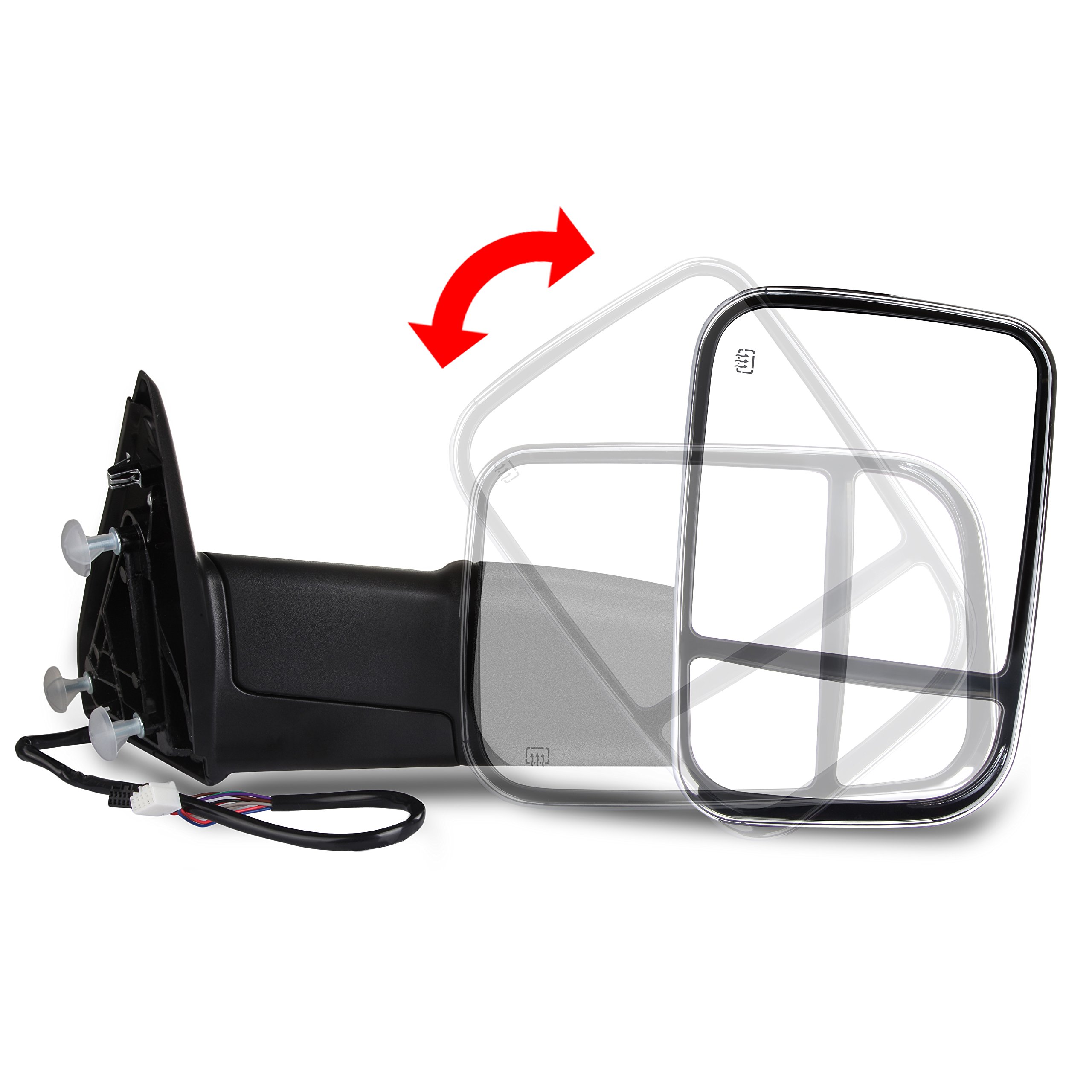FINDAUTO Power Heated Towing Mirrors with Turn Signal & Puddle Light - Compatible with 2010-2015 Dodge Ram 1500/2500/3500 Pickup Trucks (Left & Right Side) - Perfect for Heavy-Duty Towing, Night Driving & Winter Conditions