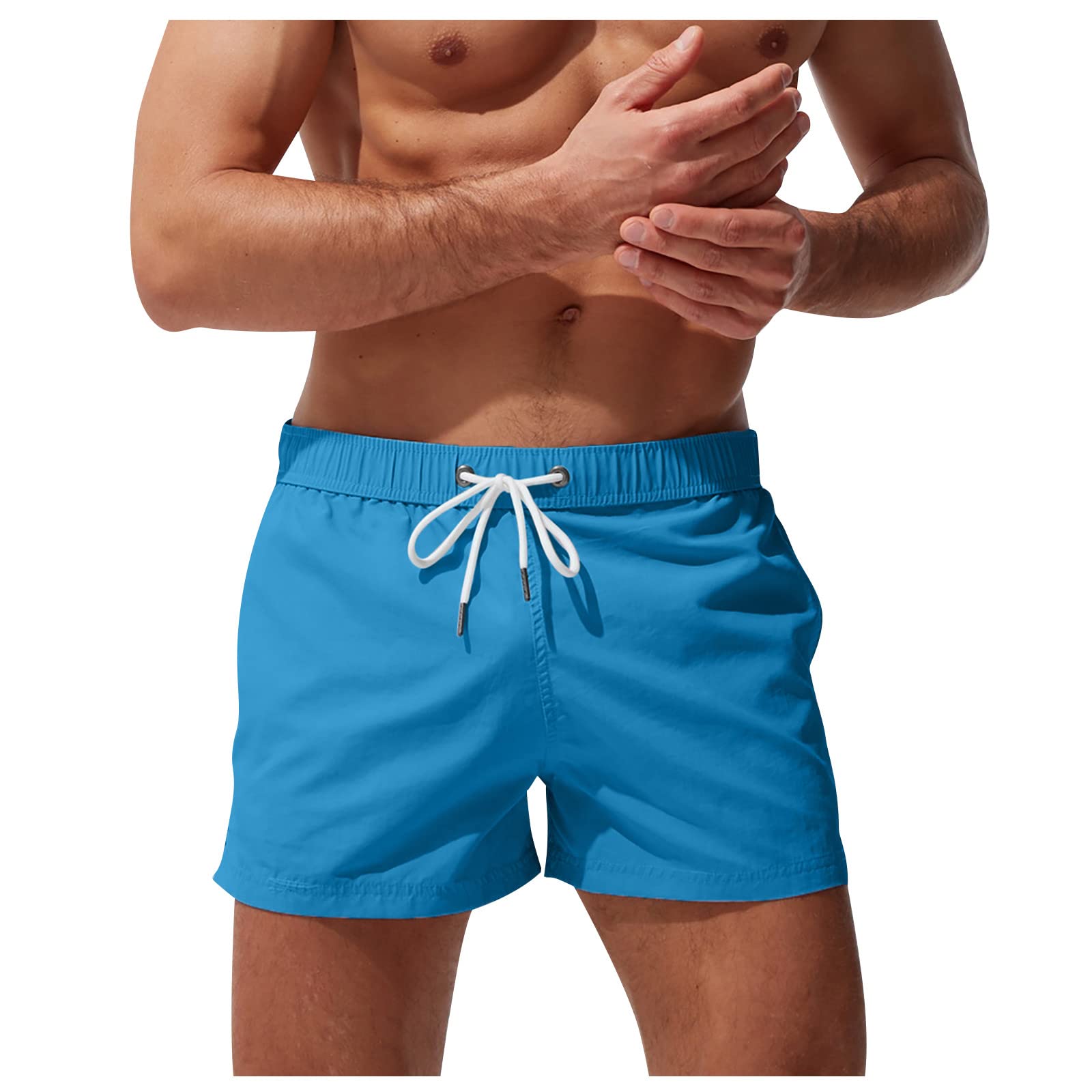Yekay Men's Quick Dry Swim Trunks - Colorful Stripe Board Shorts for Swimming, Beach, Surfing & Summer Activities
