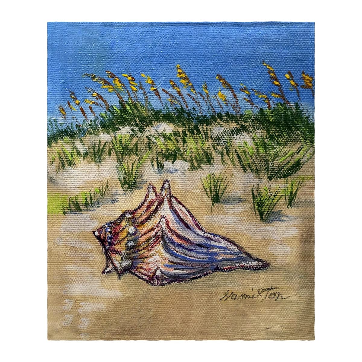 Betsy Drake Conch Found Throw Blanket - Soft Coral Reef Beach Themed Decorative Throw for Couch, Bed, or Outdoor Picnics - Perfect Coastal Home Decor Gift