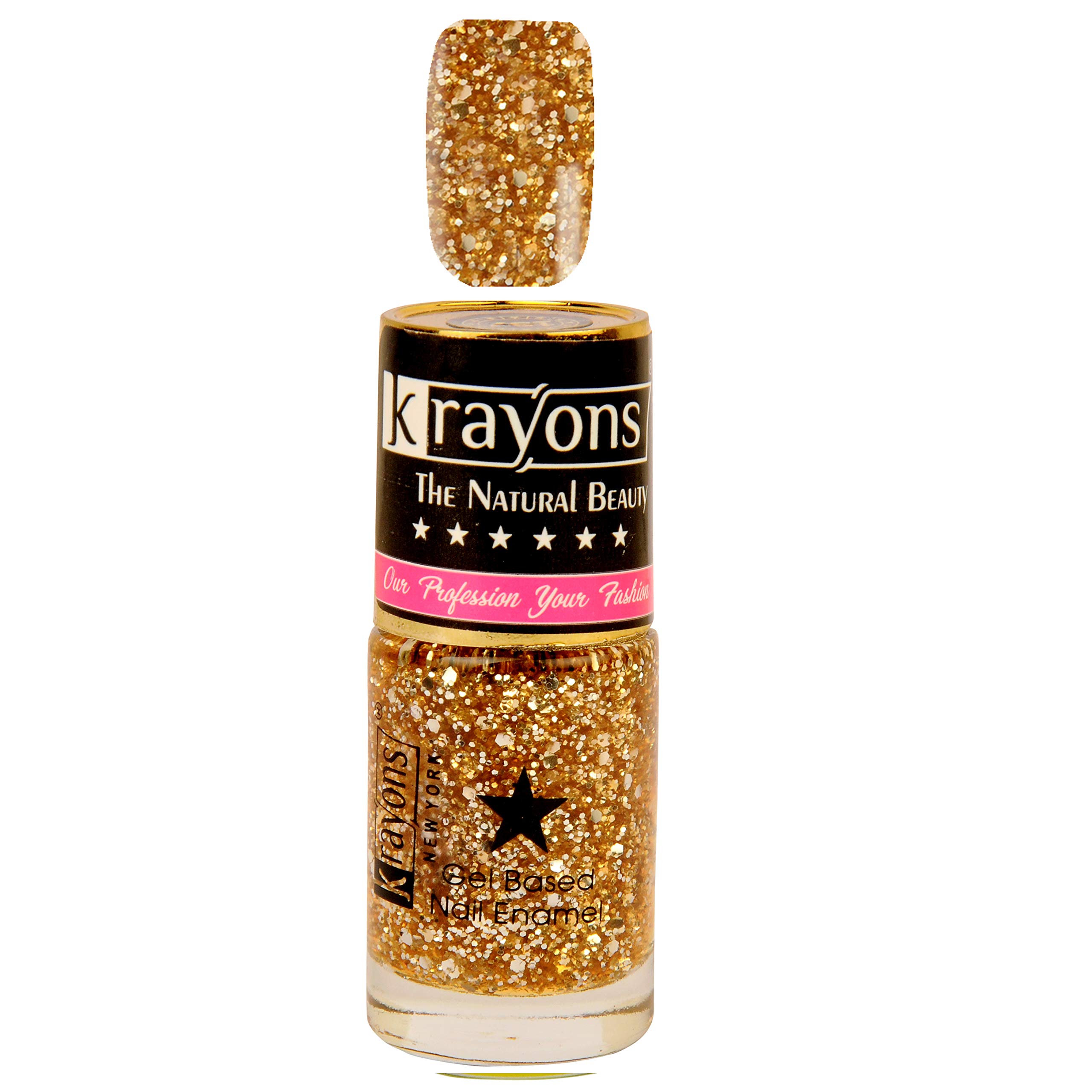 Krayons Gel Base Glossy Effect Nail Polish Set - 4 Trendy Colors (Black Sea, Angel Pink, Shimmer Golden, White Canvas) | 24ML Fast-Drying, Non-Toxic Formula for Women, Teens & Kids | Perfect for Parties, Salons & DIY Manicures at Home
