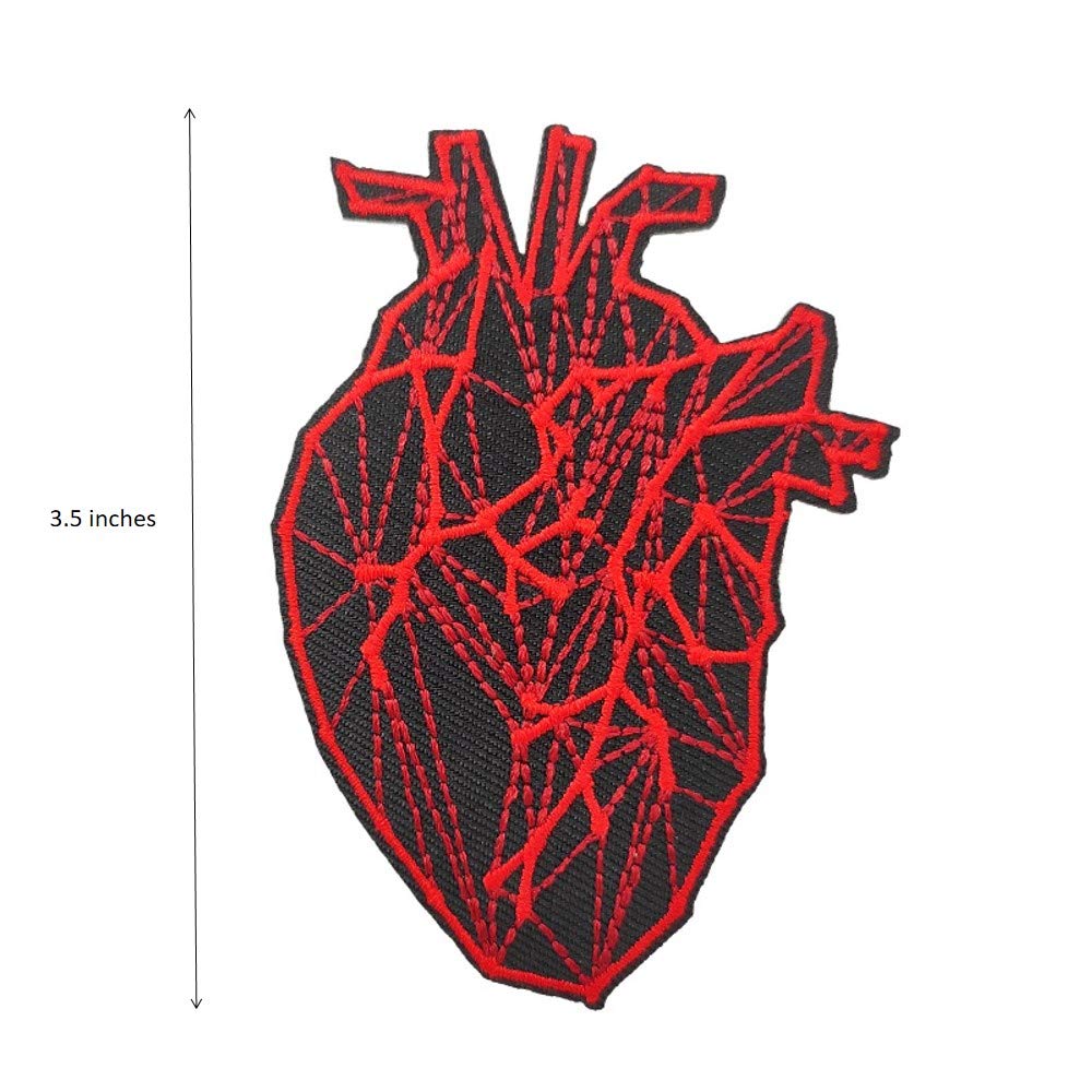 Goth Heart Embroidered Iron On Patch - Cute DIY Sewing Applique for Jackets, Bags & Denim - Black Gothic Embroidered Badge for Clothing & Accessories Customization