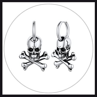 Crossbones Skull Hoops-Steel