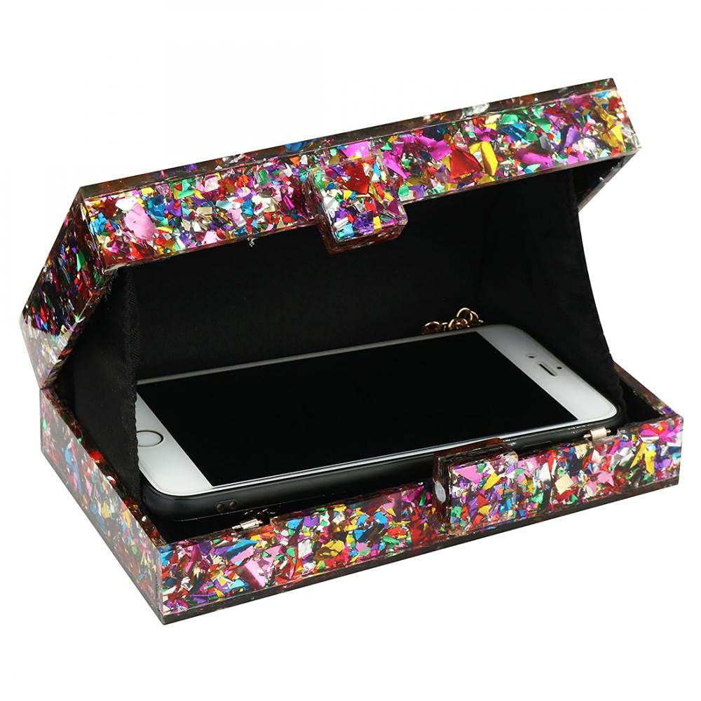 Elegant Acrylic Evening Clutch Purse for Women - Multicolor Cocktail Party Handbag, Prom Banquet Clutch | Perfect for Weddings, Galas & Formal Events