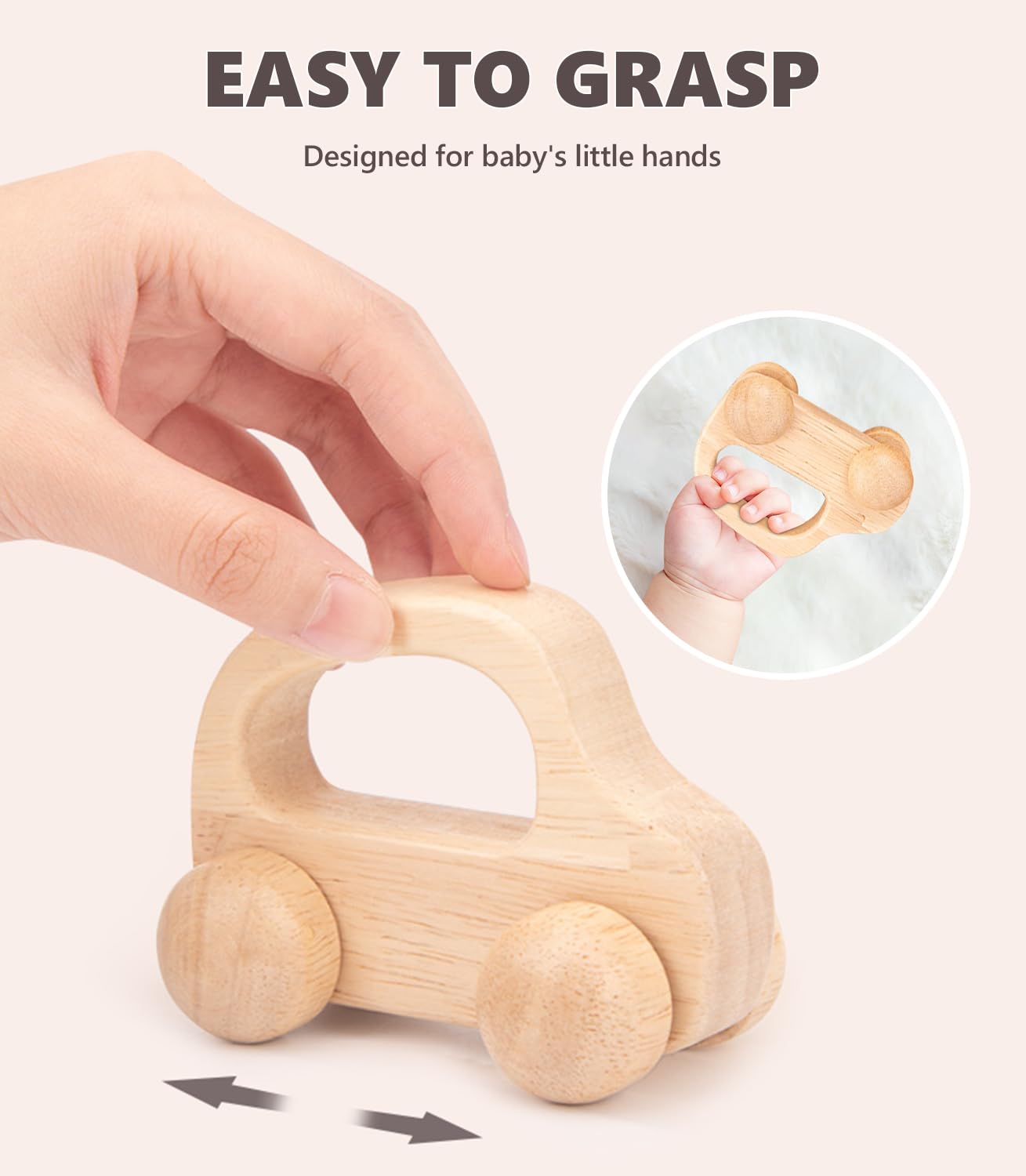 Wooden Baby Cars Toys for Toddlers 1-3 Years - Montessori Learning Toys for Nursery Decor & Playtime