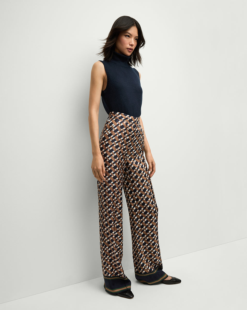 EDIA Women's Navy Blue Acorn Pants - Comfortable Stretch Trousers for Work, Office & Casual Wear