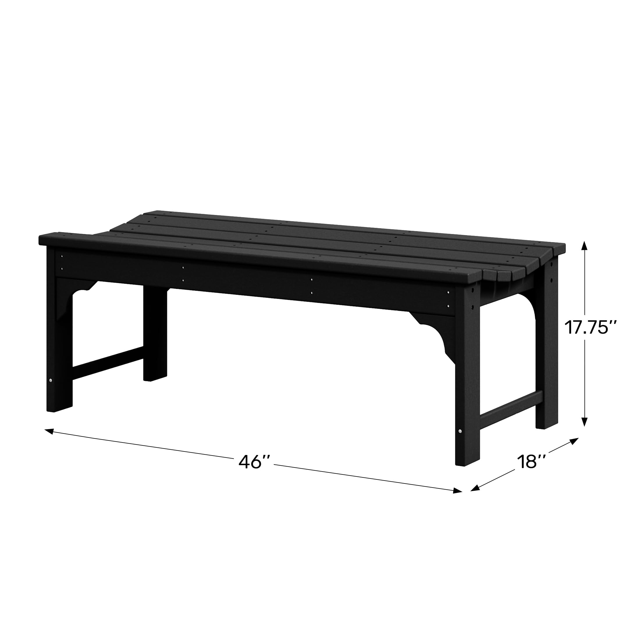WestinTrends Malibu Outdoor Bench - All-Weather Resistant Poly Lumber Backless Patio Garden Bench with Adirondack Curved Design for Maximum Comfort (Black) - Perfect for Poolside, Garden, Deck, and Outdoor Relaxation