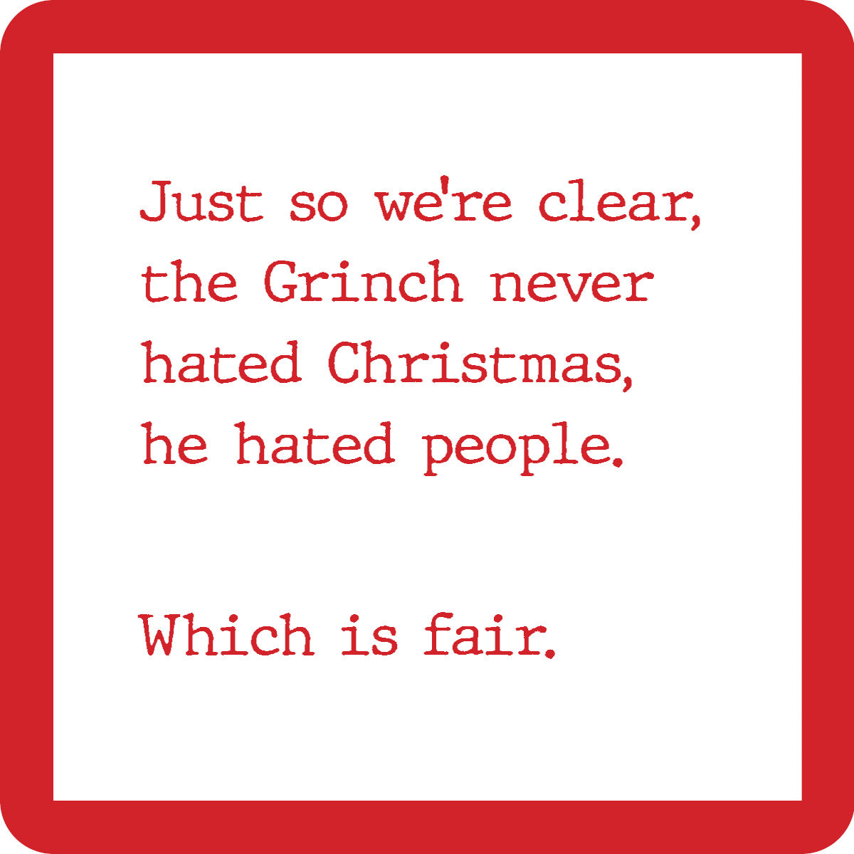Grinch Christmas Coaster Set - Festive Holiday Drink Coasters for Coffee, Wine & Beer - Perfect for Xmas Party Decor & Home Bar Accessories