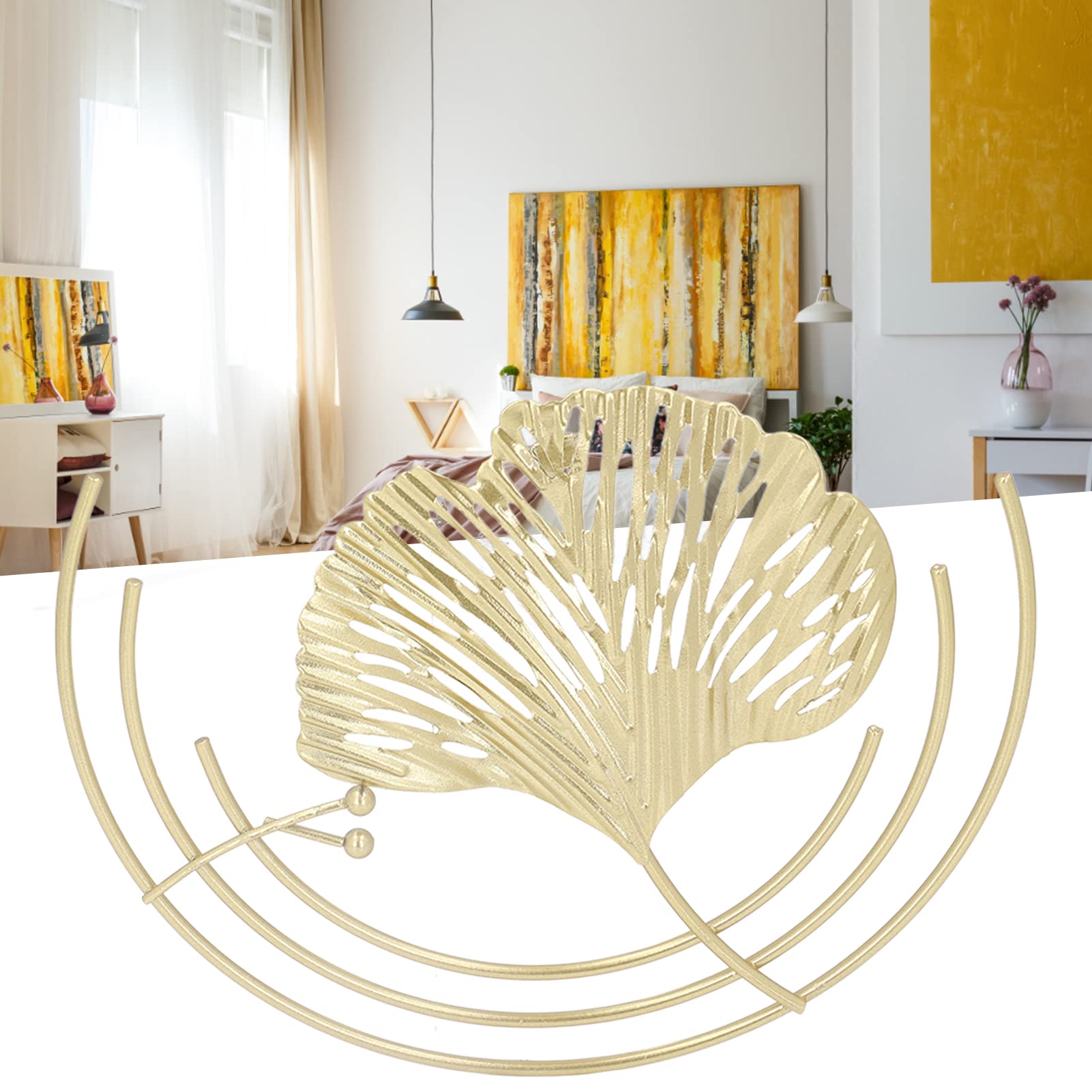 Gold Leaf Metal Wall Art Decor - Handcrafted Iron Wall Sculpture for Living Room, Bedroom, Office - Elegant Home Decor for Modern & Classic Interiors - Perfect for Housewarming Gifts & Wall Accents