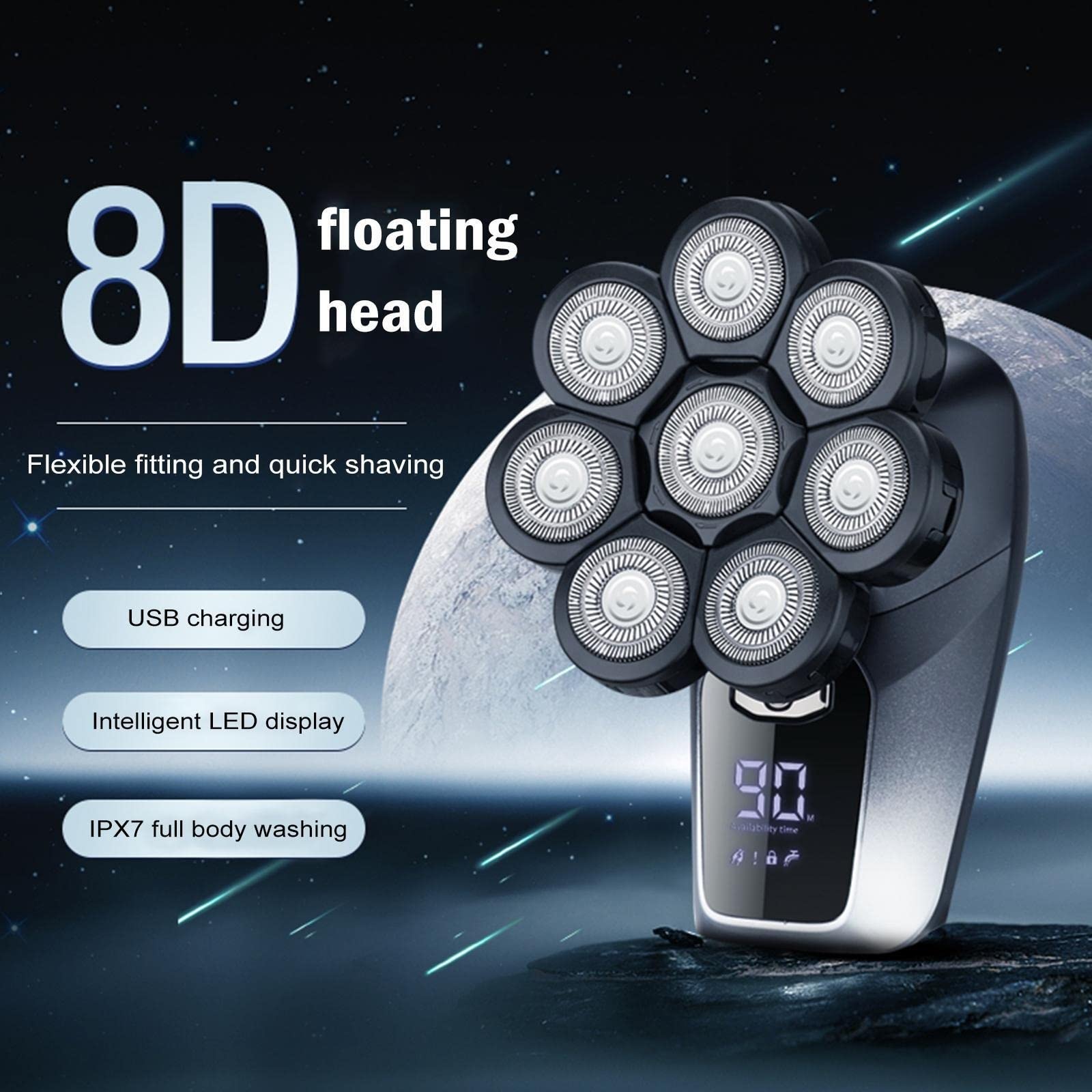 8D Electric Razor for Men - Waterproof Rotary Shaver with Nose Hair Trimmer for Bald Head Shaving | Perfect for Travel, Gym & Daily Grooming