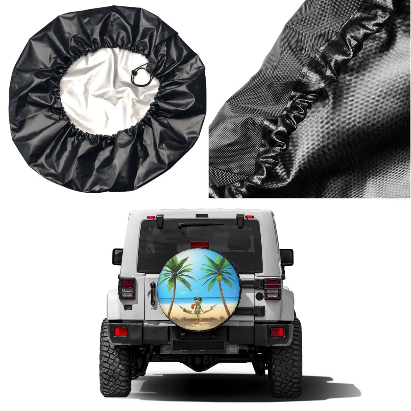 Green Frog Summer Spare Tire Cover - 17 Inch Dust-Proof Wheel Protector for Trailers, RVs, SUVs & Vehicles | Perfect for Outdoor Camping & Road Trips