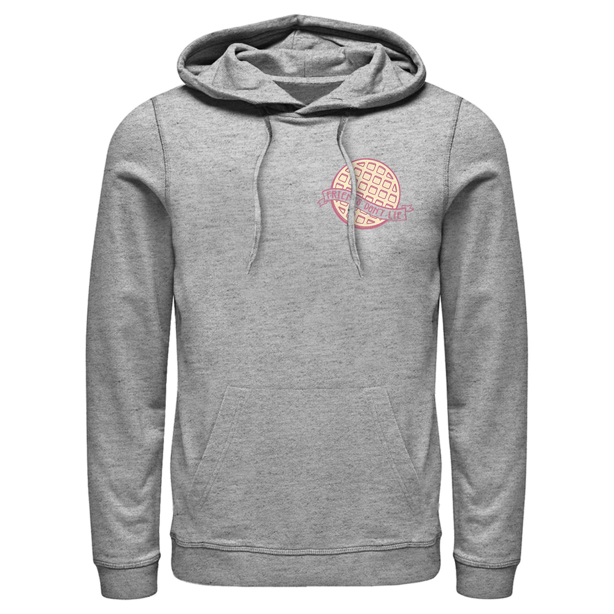 Stranger Things Friends Don't Lie Waffle Badge Pullover Hoodie for Men | Soft Cotton Fleece Sweatshirt | TV Show Merchandise & Casual Wear
