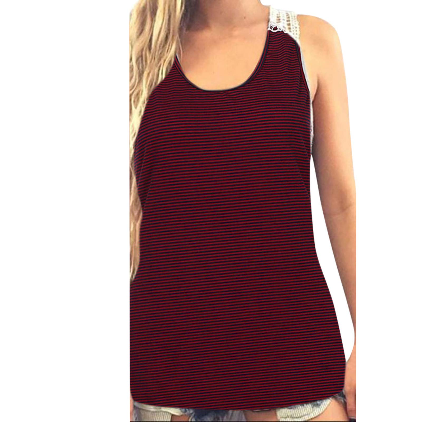 Women's Summer Lace Tank Tops - Short Sleeve Blouse Vest Casual Crop T-Shirt for Beach, Gym & Everyday Wear