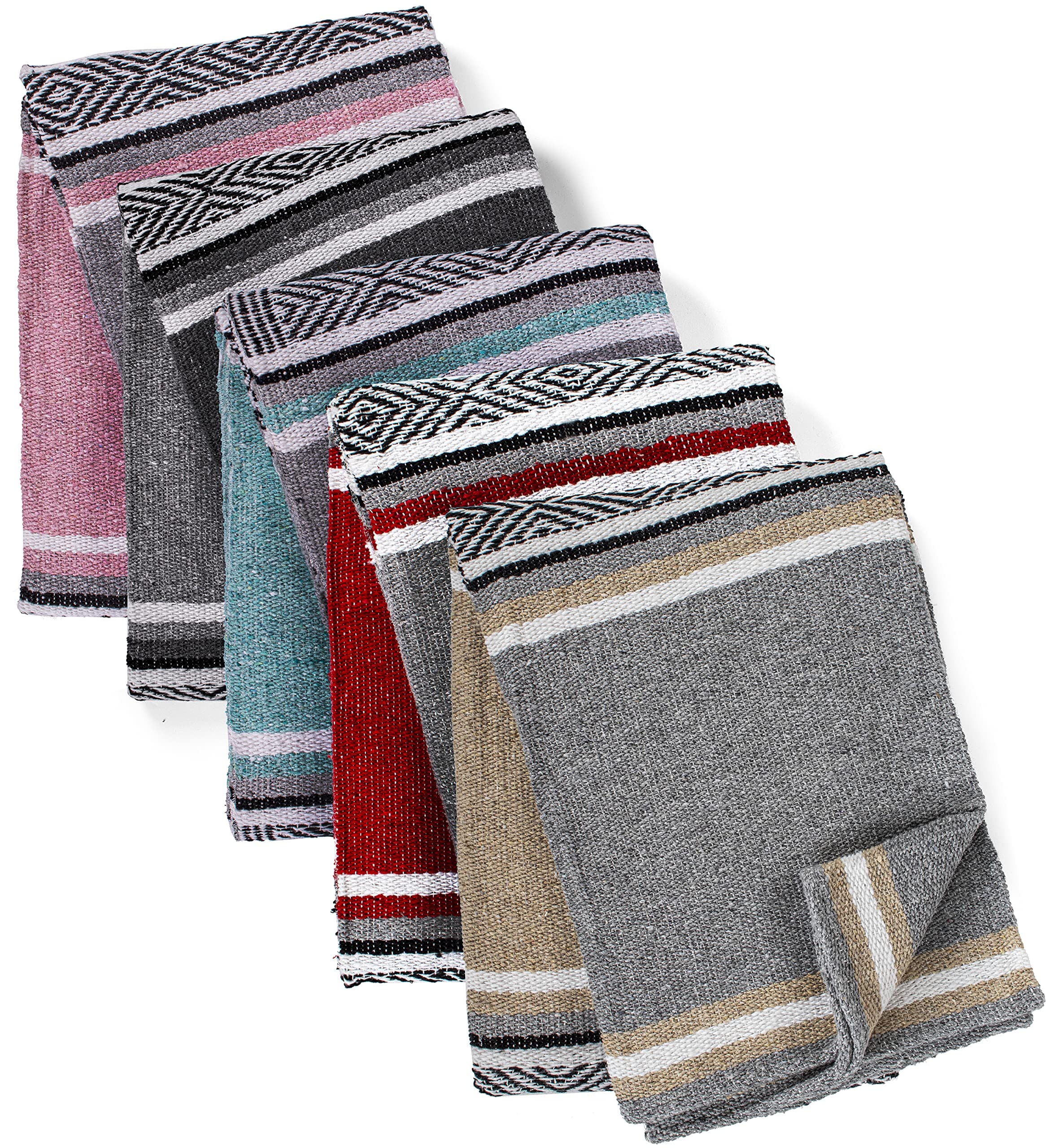 Authentic Mexican Handwoven Blanket - Premium Large Heavyweight Falsa Blanket for Yoga, Beach & Picnic | Traditional Serape Throw Blanket in Assorted Colors | Perfect for Outdoor Adventures, Home Decor & Cozy Nights