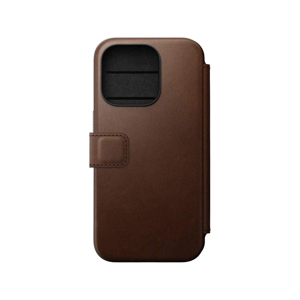 Premium Horween Leather Folio Case for iPhone 15 Pro - Genuine Brown Leather Wallet Cover with Card Slots | Perfect for Business Professionals & Daily Commuters