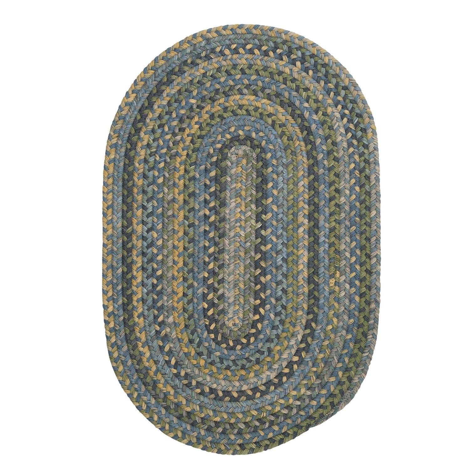 Premium Soft Wool Braided Oval Area Rug 3'x5' - Handmade in USA - Blue Mix Color - Cozy Living Room & Bedroom Decor - Perfect for Home, Office & Nursery