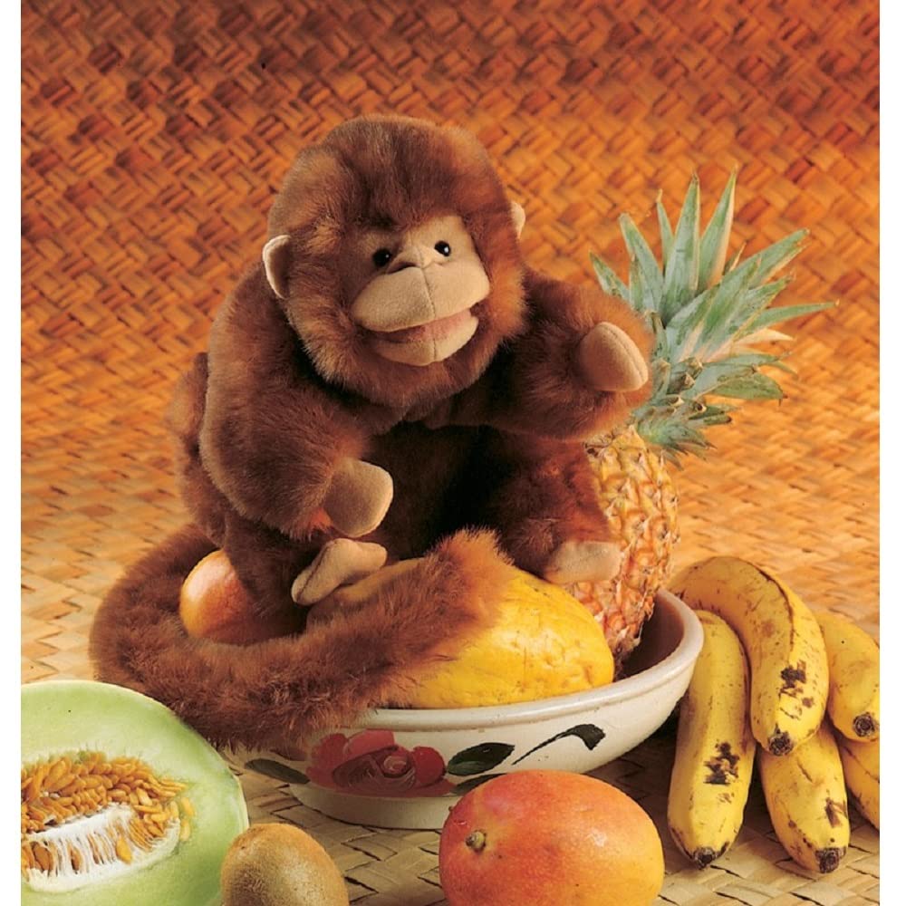Folkmanis Monkey Hand Puppet - Realistic Plush Animal Puppet for Kids, Storytelling & Interactive Play - Perfect for Classroom, Theater & Imaginative Play