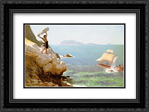 Polyphemus 24x18 Black Ornate Frame with Double Matted Museum Art Print by Jean Leon Gerome - Perfect for Home Decor, Office Wall Art & Gift Giving
