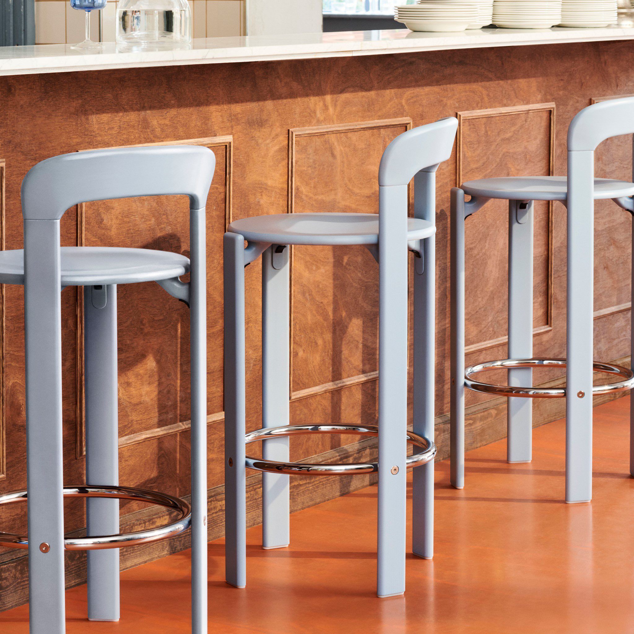 HAY Rey Bar Stool High - 75cm Slate Blue Modern Bar Chair for Kitchen Island, Dining Counter & Home Decor | PRE ORDER