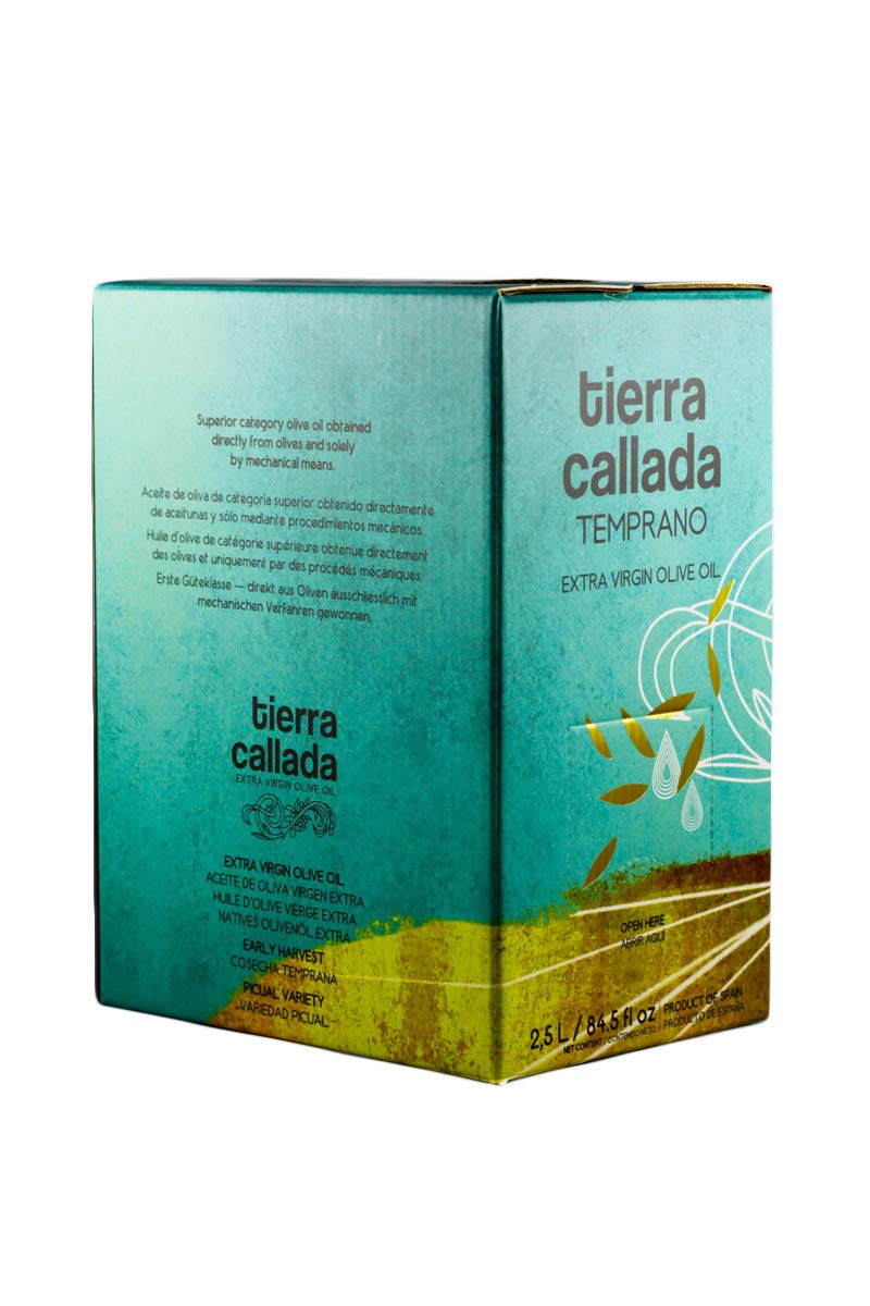 Premium Spanish Extra Virgin Olive Oil - Tierra Callada Temprano - 85 fl oz (2.5L) - Cold Pressed, Unfiltered, Rich Flavor - Perfect for Salads, Cooking & Gourmet Dishes