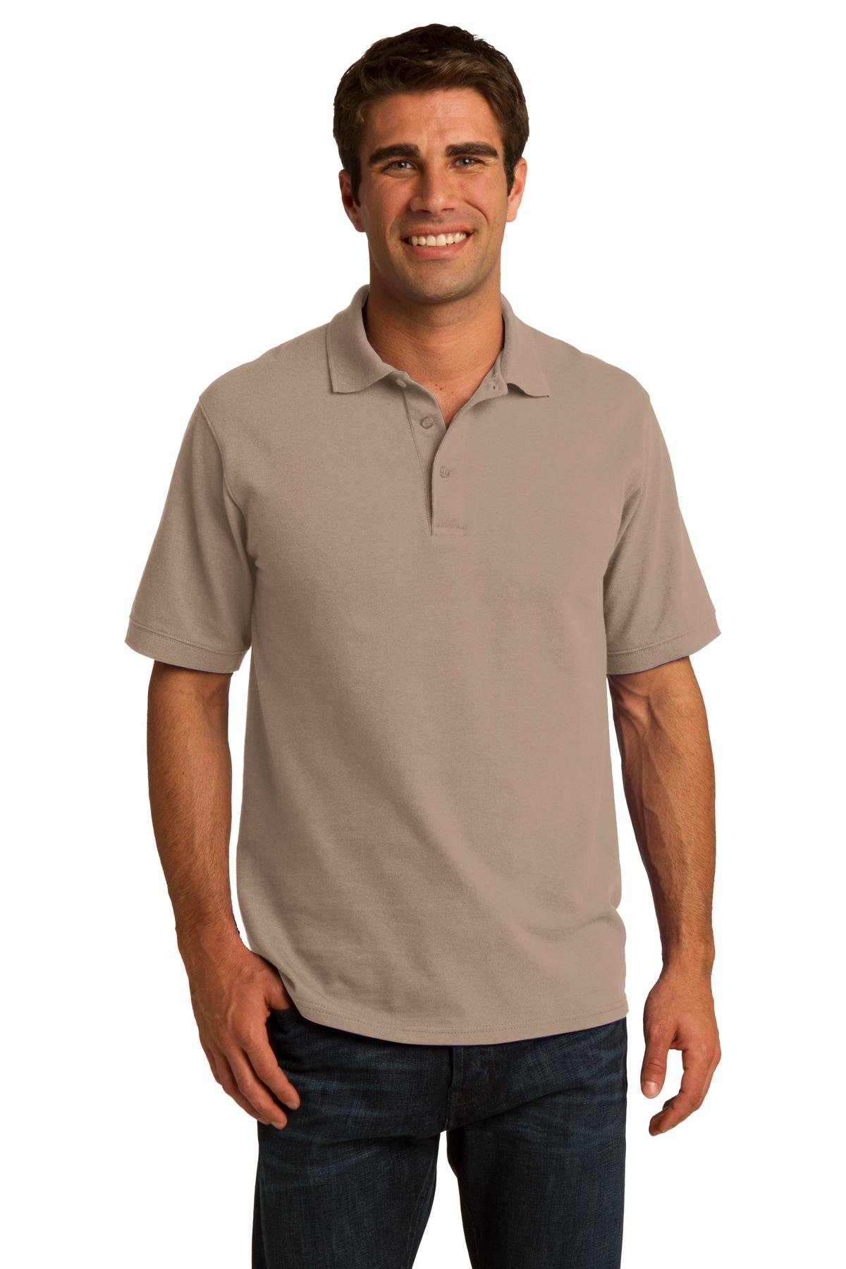 PORT AND COMPANY KP155 50/50 Pique Polo Shirt for Men & Women - Comfortable Cotton Blend, Breathable Fabric, Classic Fit - Sand Color - Perfect for Casual Wear, Work Uniforms, and Outdoor Activities