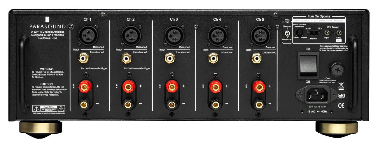 Parasound Halo A52+ 5-Channel Power Amplifier - High-Performance Home Theater & Audio System for Movies, Music & Gaming