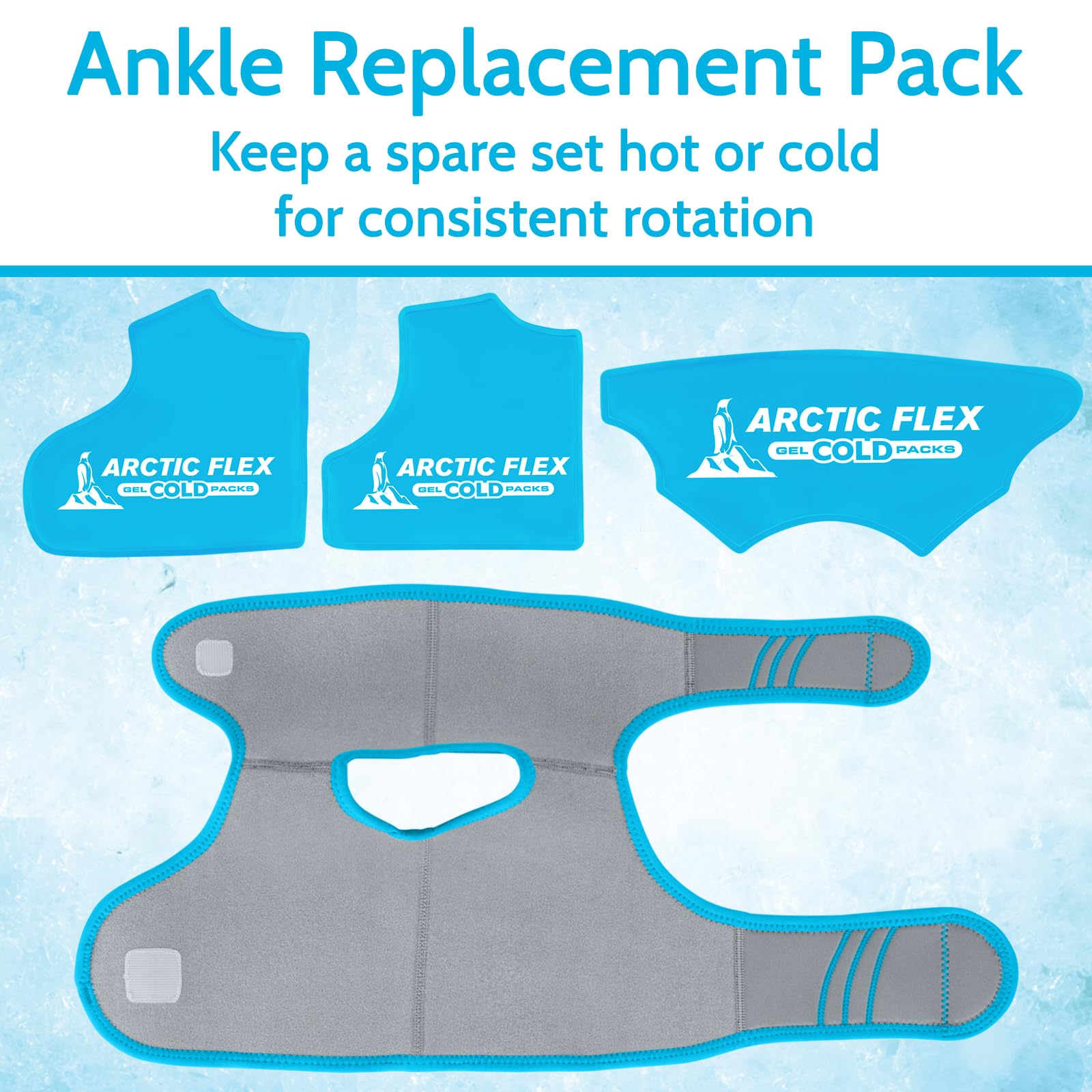 Arctic Flex Gel Replacement Packs - Reusable Hot & Cold Therapy Gel Ice Packs for Ankle Brace - Flexible Compression Wrap for Injury Recovery, Pain Relief & Swelling Reduction - Perfect for Athletes, Men & Women - Ideal for Sports Injuries, Post-Workout Recovery & Joint Pain Management