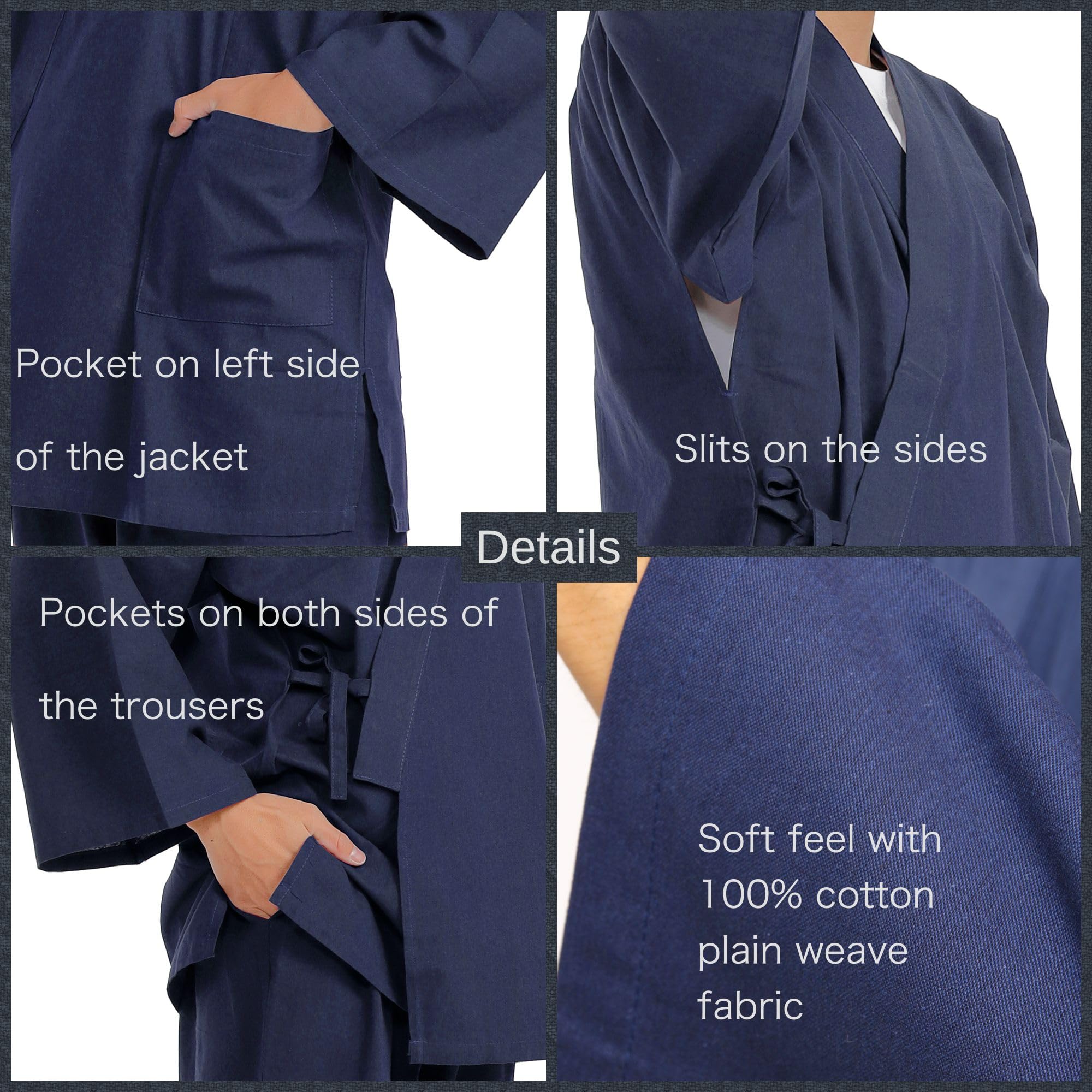 Samue Japanese Traditional Kimono Pajamas - Comfortable Cotton Loungewear for Men & Women | Perfect for Yoga, Meditation, and Relaxation at Home