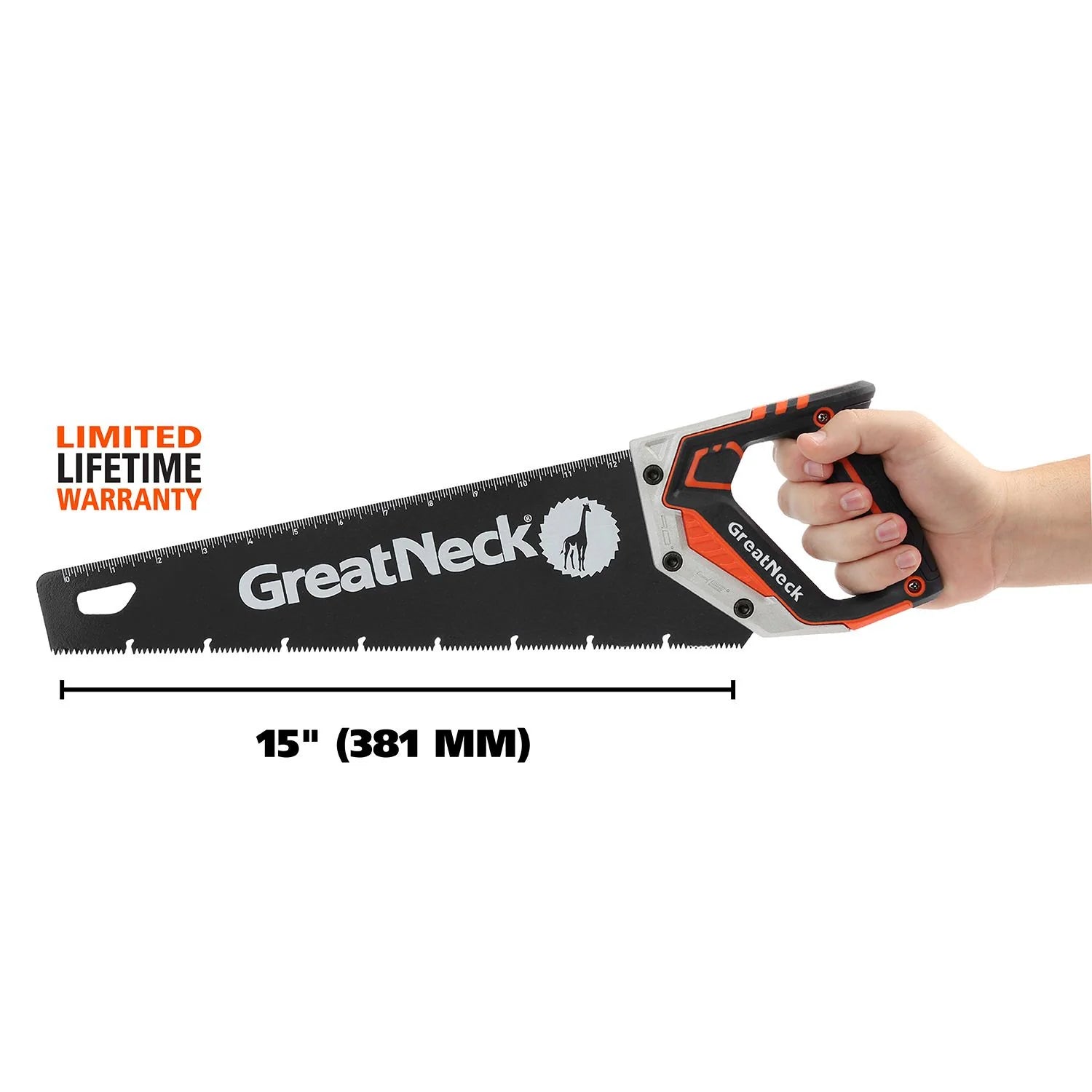 GreatNeck 74003 15-Inch Aggressive Tooth Handsaw - Heavy Duty Aluminum Frame Wood Saw for Cutting Branches, PVC, Trees | Perfect for DIY Projects, Camping, Gardening & Outdoor Use